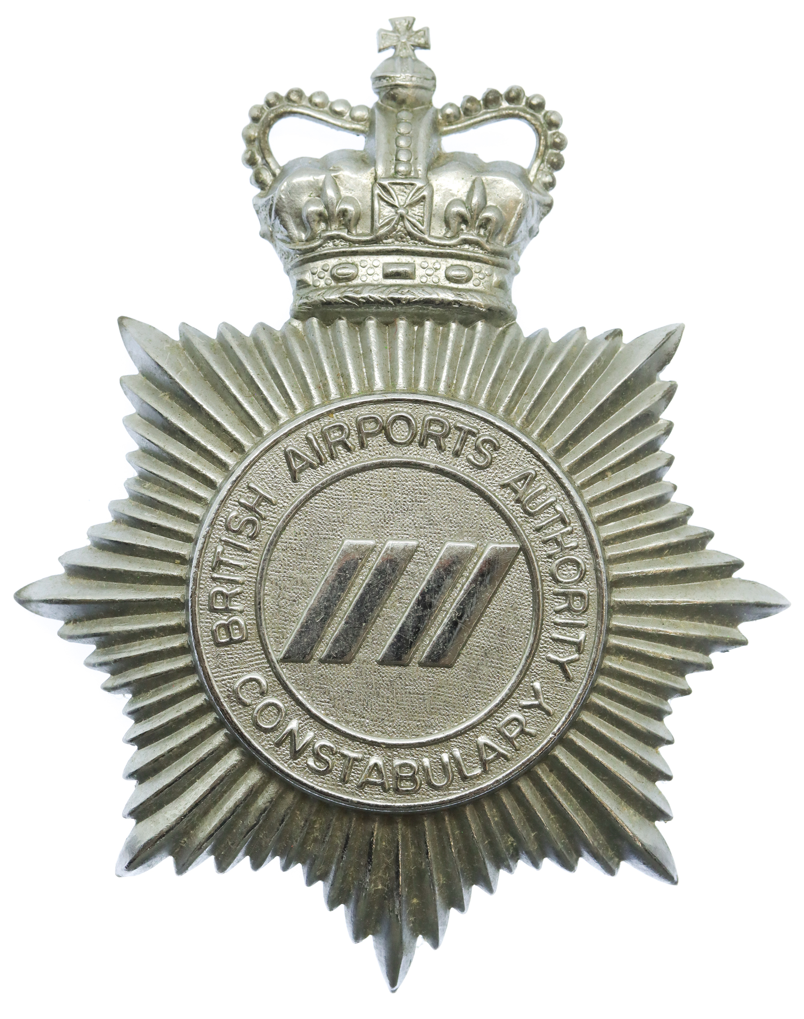 British Airports Authority Constabulary Helmet Plate - Queen's Crown
