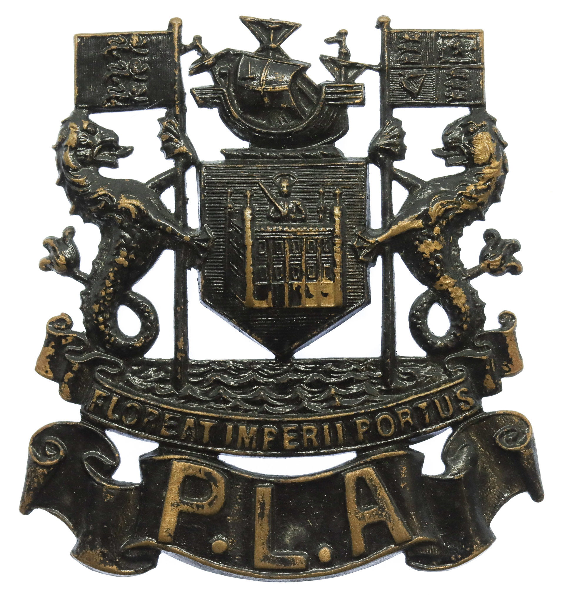 Port of London Authority Police Blackened Brass Helmet Plate