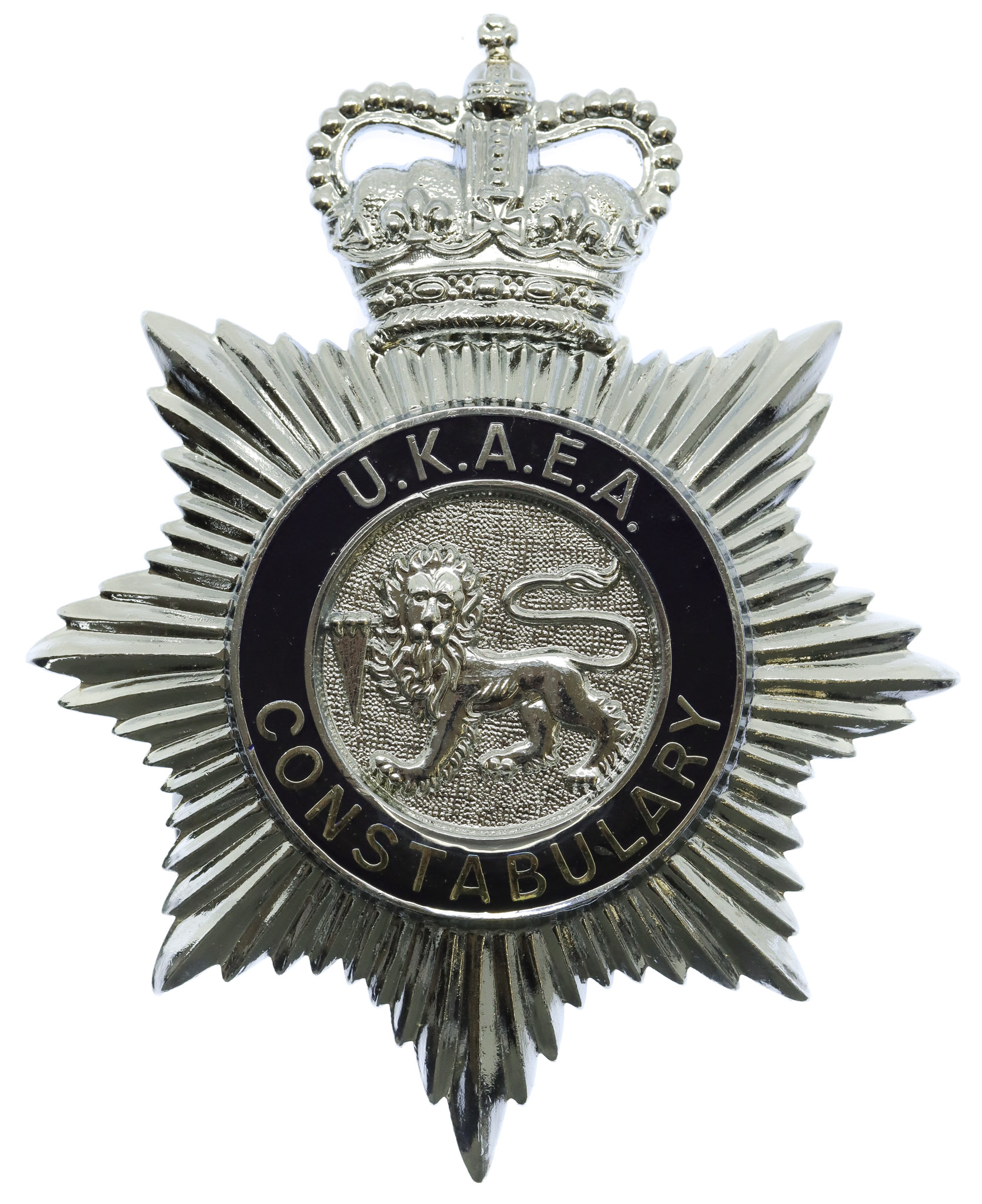 United Kingdom Atomic Energy Authority (U.K.A.E.A.) Constabulary Blue Enamelled Helmet Plate - Queen's Crown