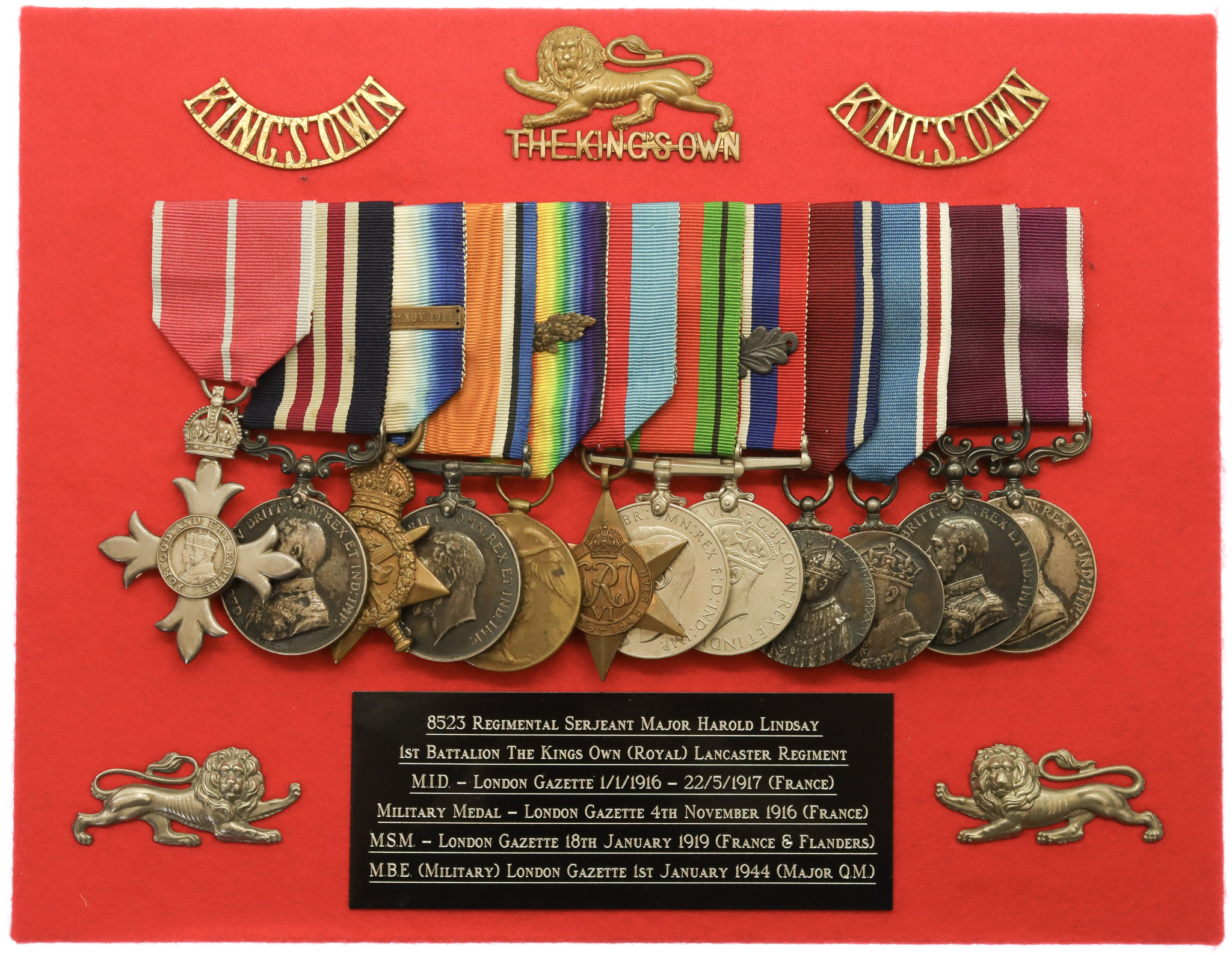 WW1 Possible 'First Day of the Somme' Military Medal and 'Dunkirk' Mentioned in Despatches Medal Group of Twelve - Brevet Lt-Col. Harold Lindsay, King's Own (Royal Lancaster) Regiment