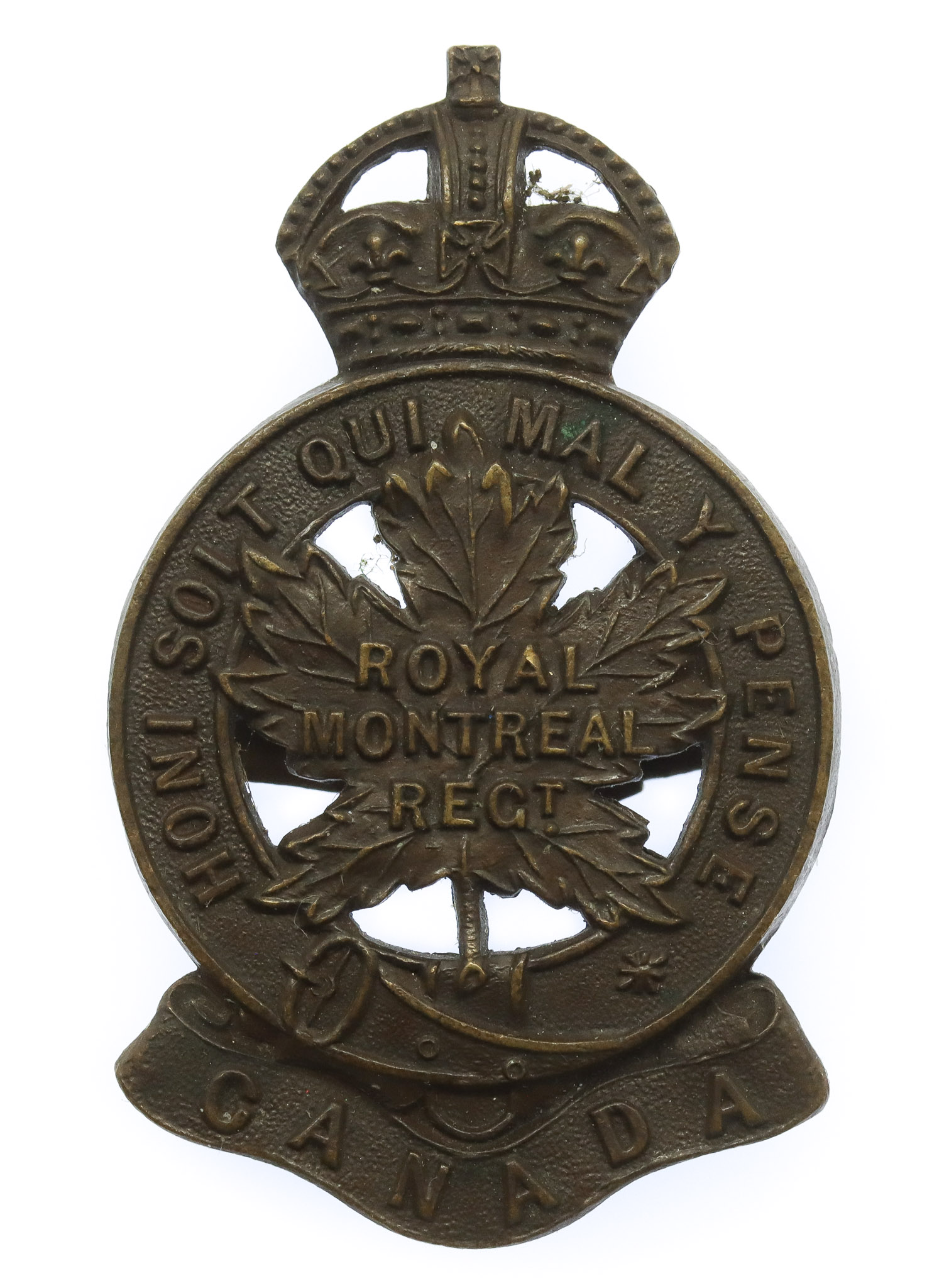 Canadian Royal Montreal Regiment Officer's Service Dress Cap Badge