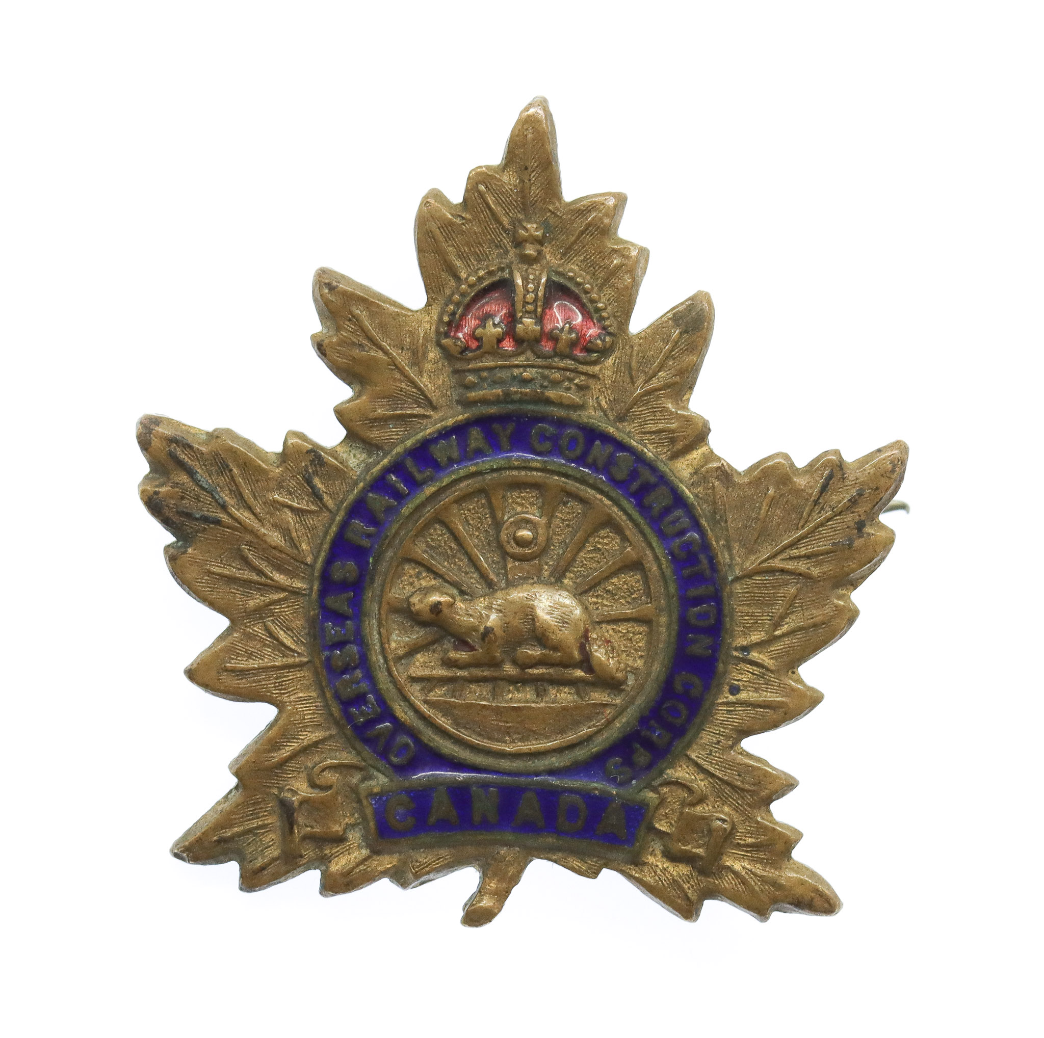 WW1 Canadian Overseas Railway Construction Corps Enamelled Sweetheart Brooch