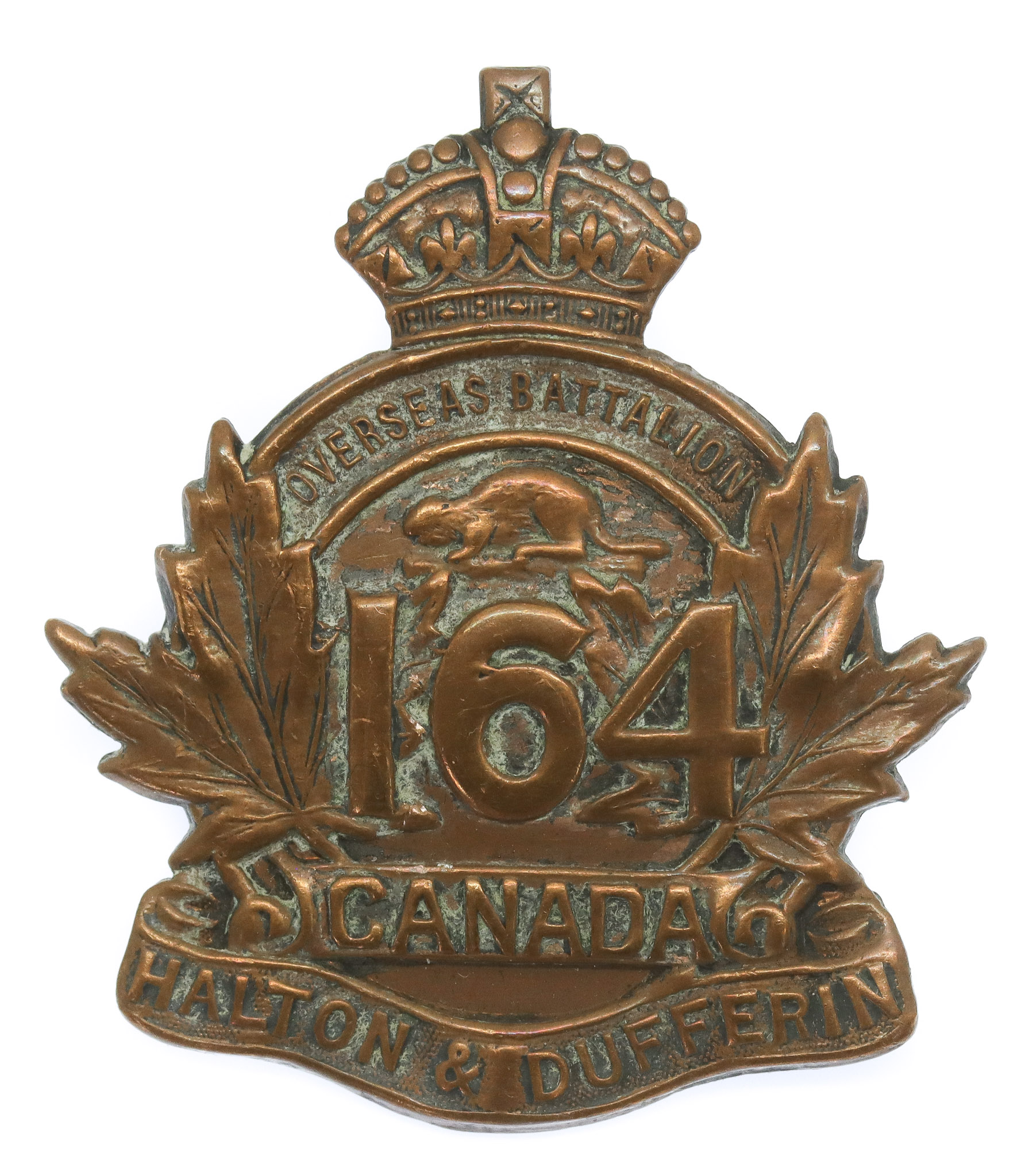 Canadian 164th Infantry Battalion (Halton and Dufferin Bn.) WW1 C.E.F. Cap Badge