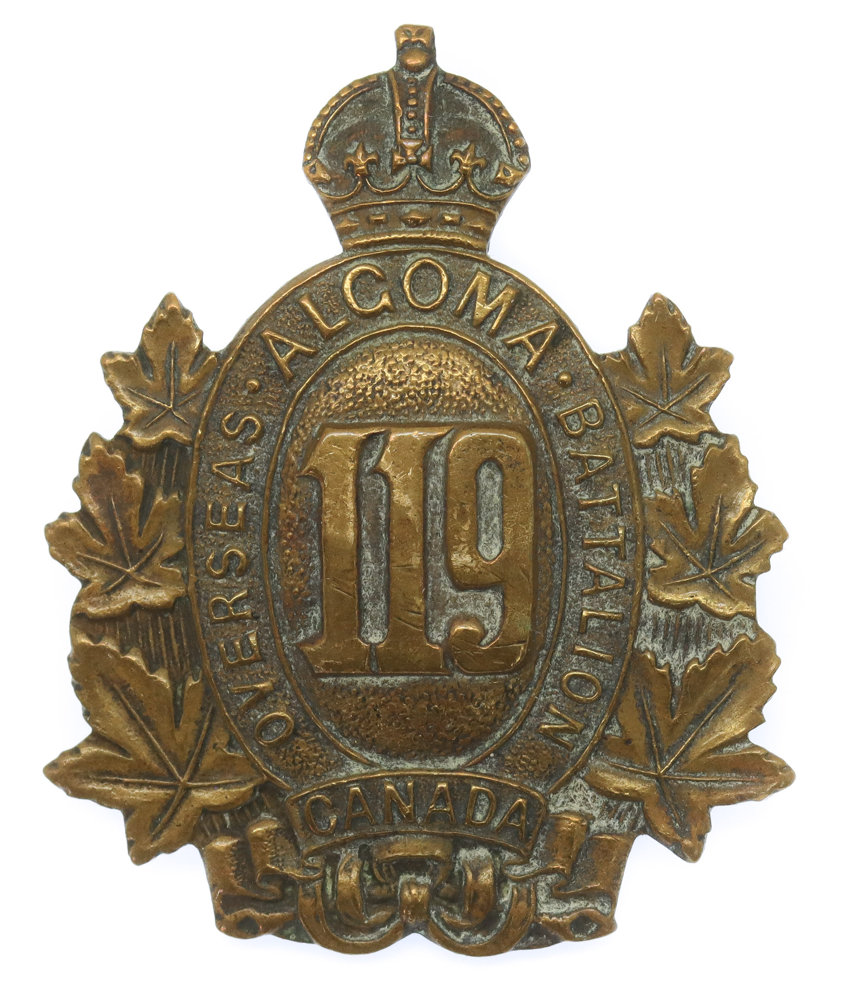 Canadian 119th Infantry Battalion (Algoma Overseas Bn.) WW1 C.E.F. Cap Badge
