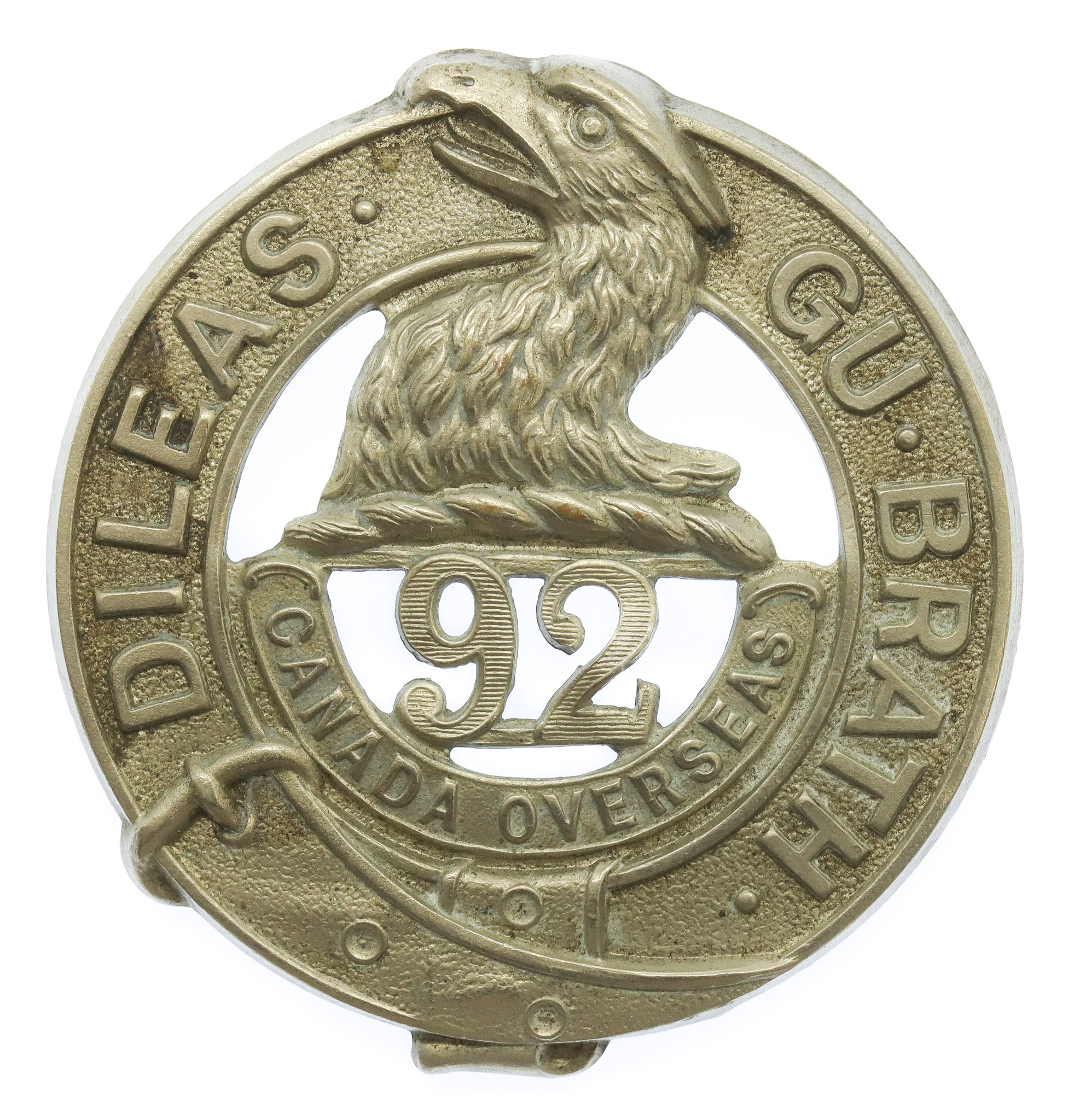 Canadian 92nd Infantry Battalion (48th Highlanders) WW1 C.E.F. Cap Badge