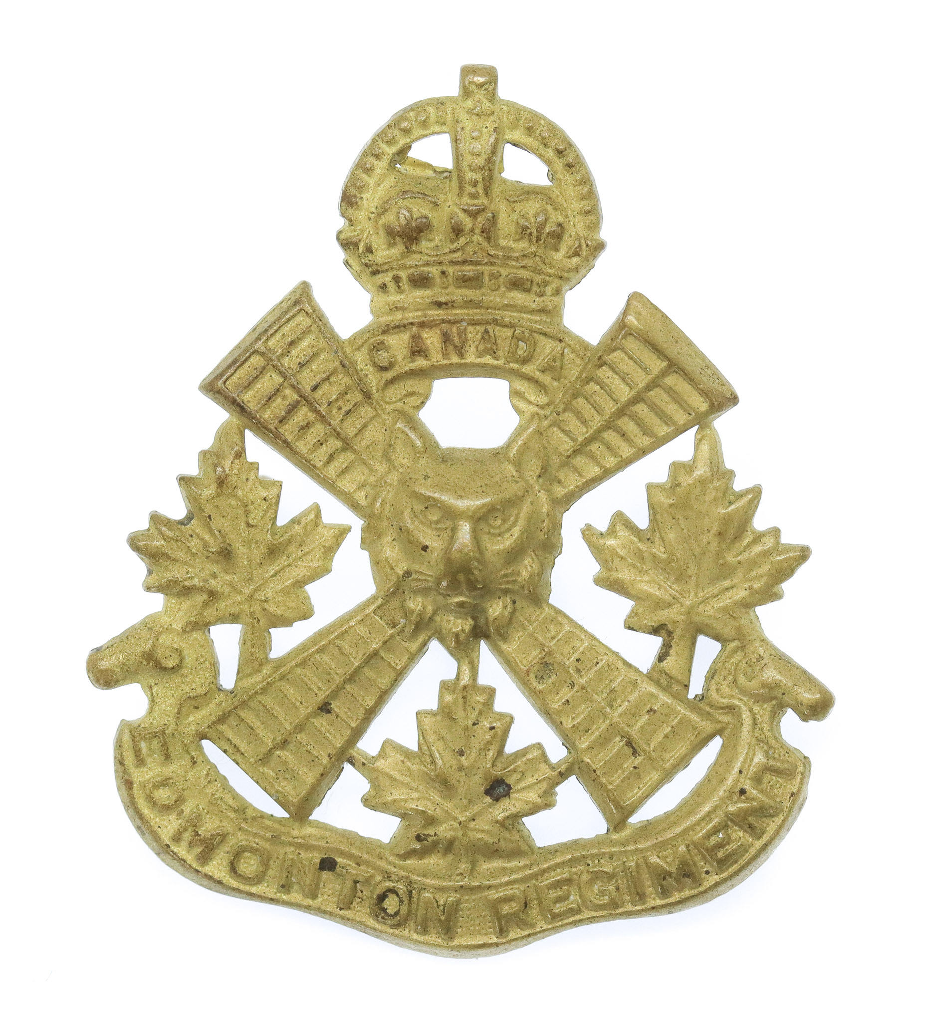 Canadian Edmonton Regiment Cap Badge - King's Crown