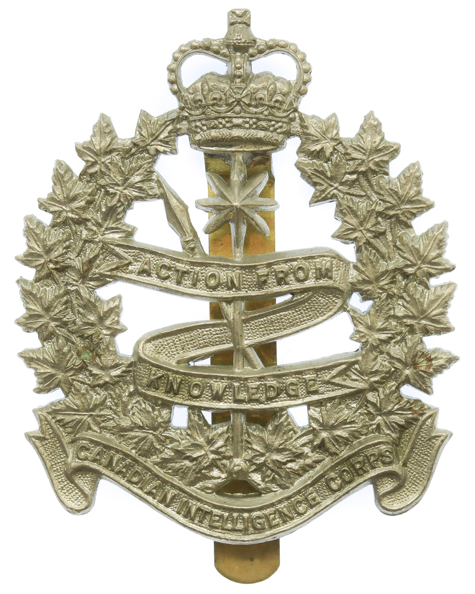 Canadian Intelligence Corps Cap Badge - Queen's Crown