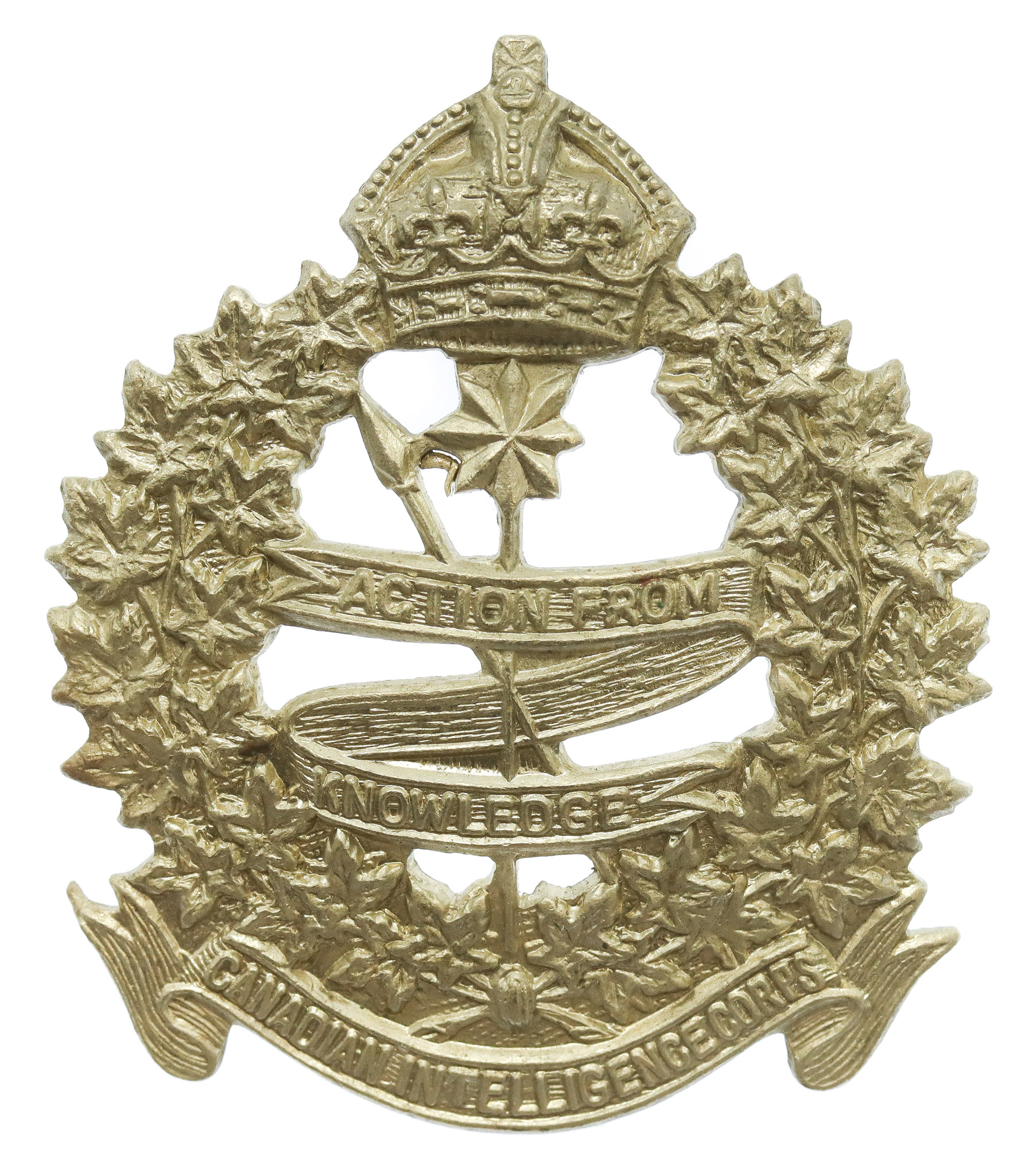 Canadian Intelligence Corps Cap Badge - King's Crown