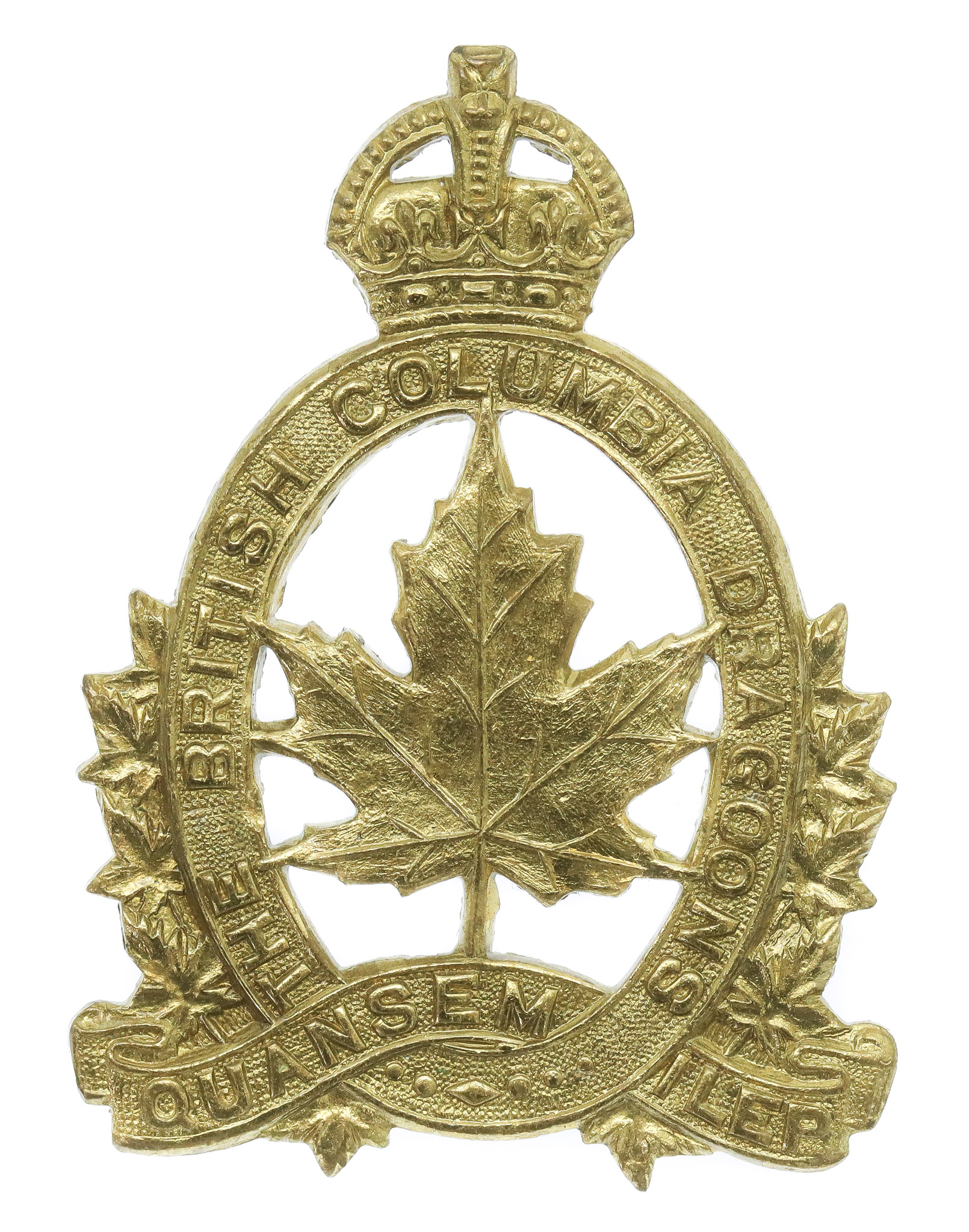 Canadian British Columbia Dragoons Cap Badge - King's Crown