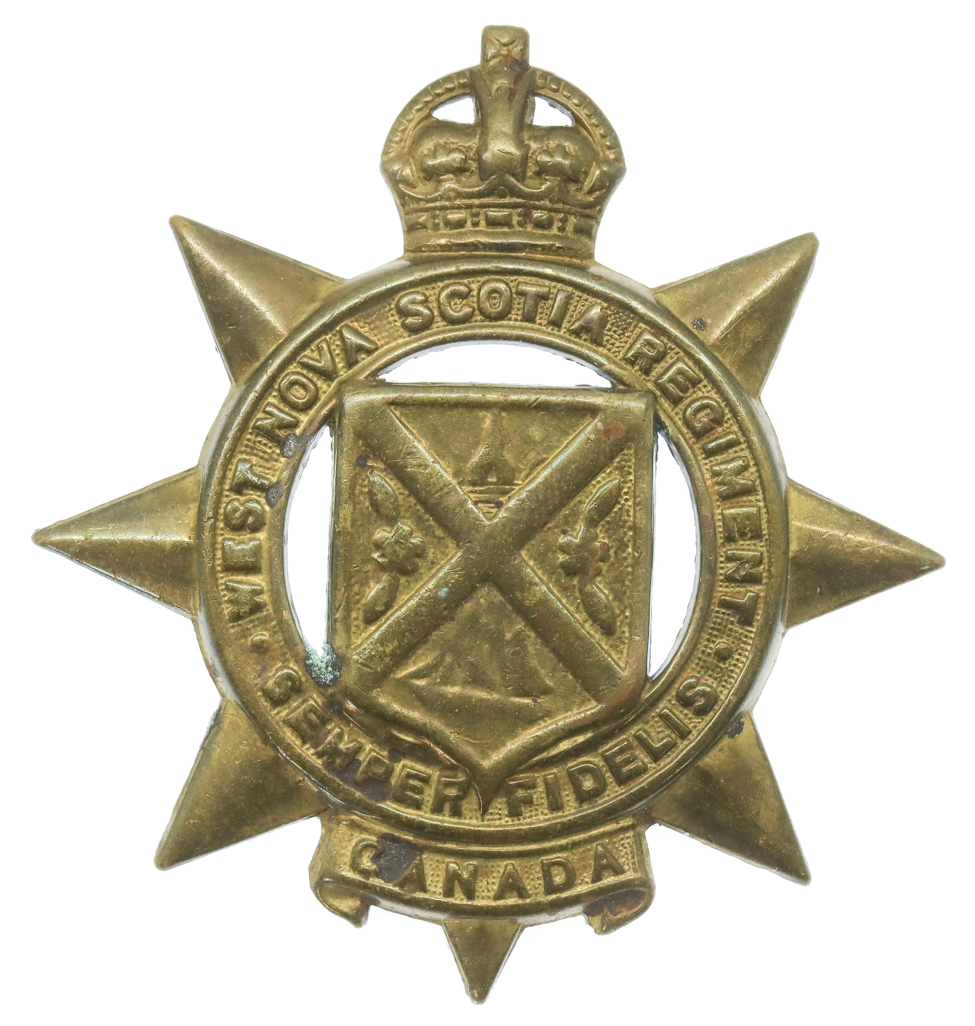 Canadian West Nova Scotia Regiment Cap Badge - King's Crown