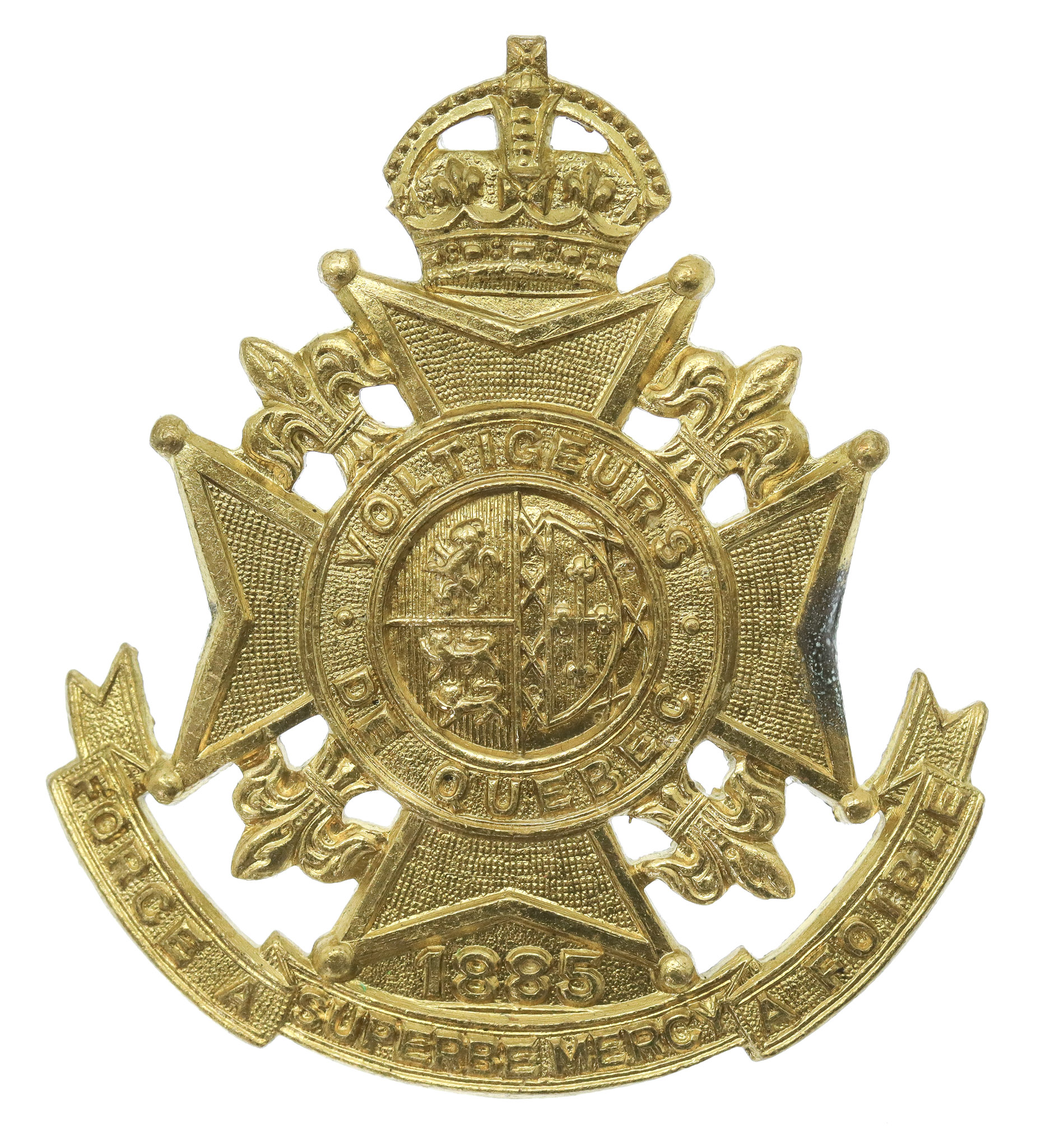 Canadian Les Voltiguers de Quebec Cap Badge - King's Crown