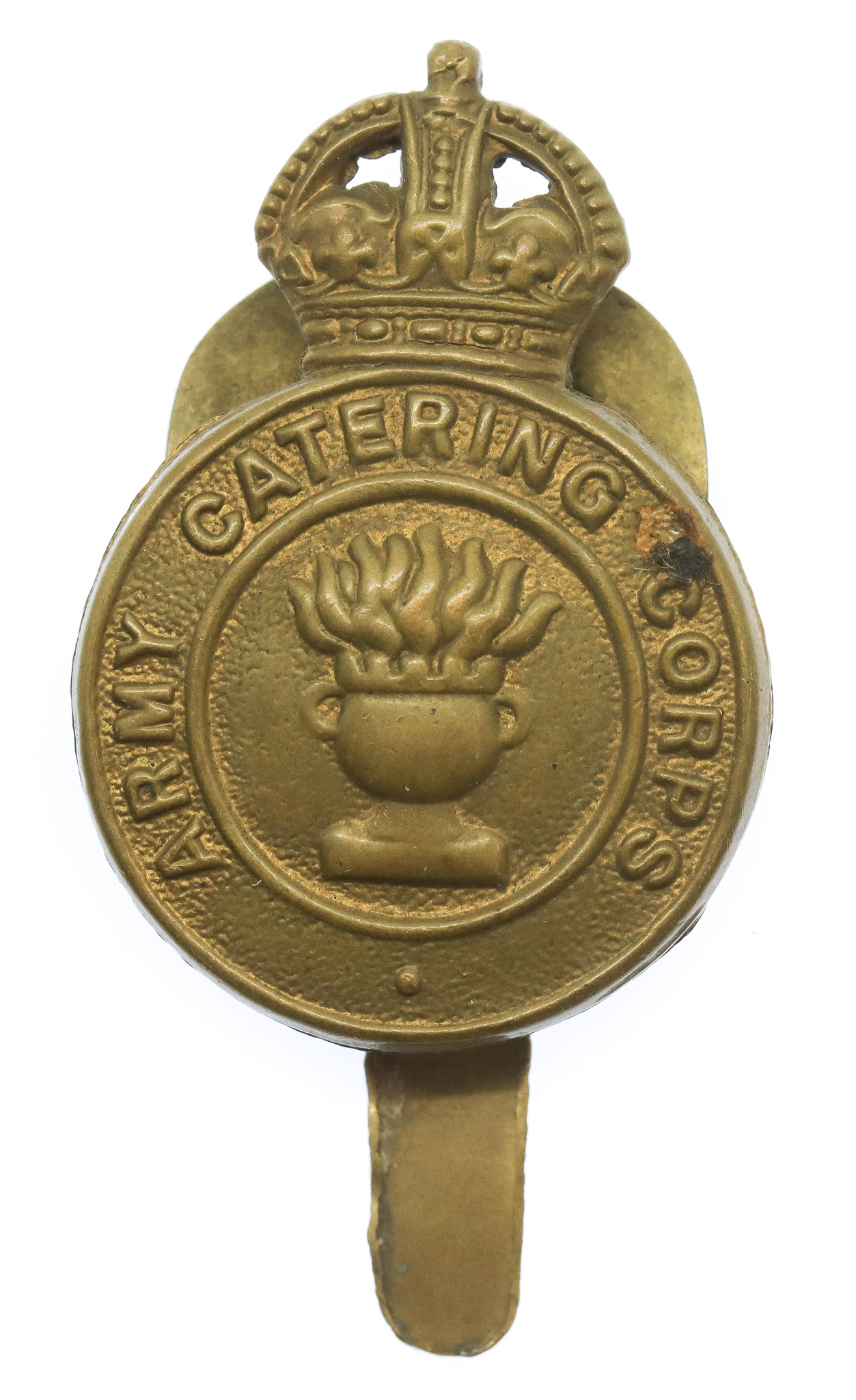 Army Catering Corps Brass Cap Badge - King's Crown