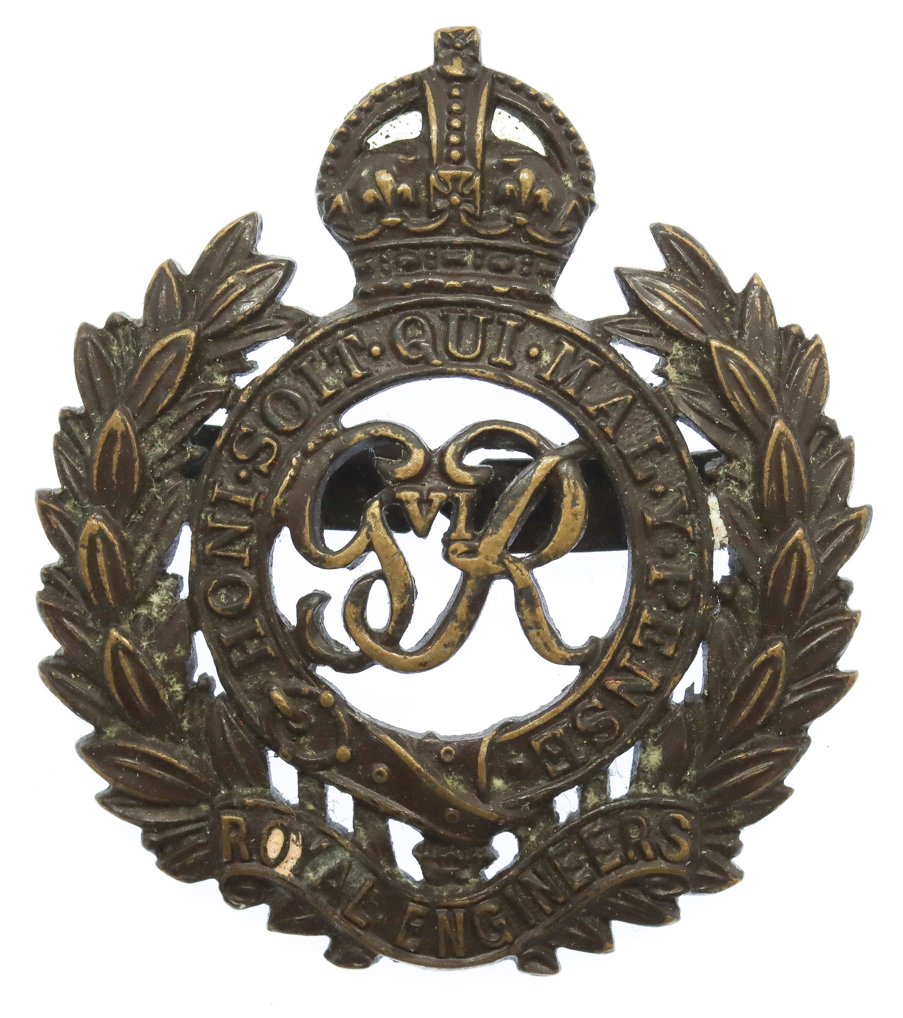 George VI Royal Engineers Officer's Service Dress Cap Badge