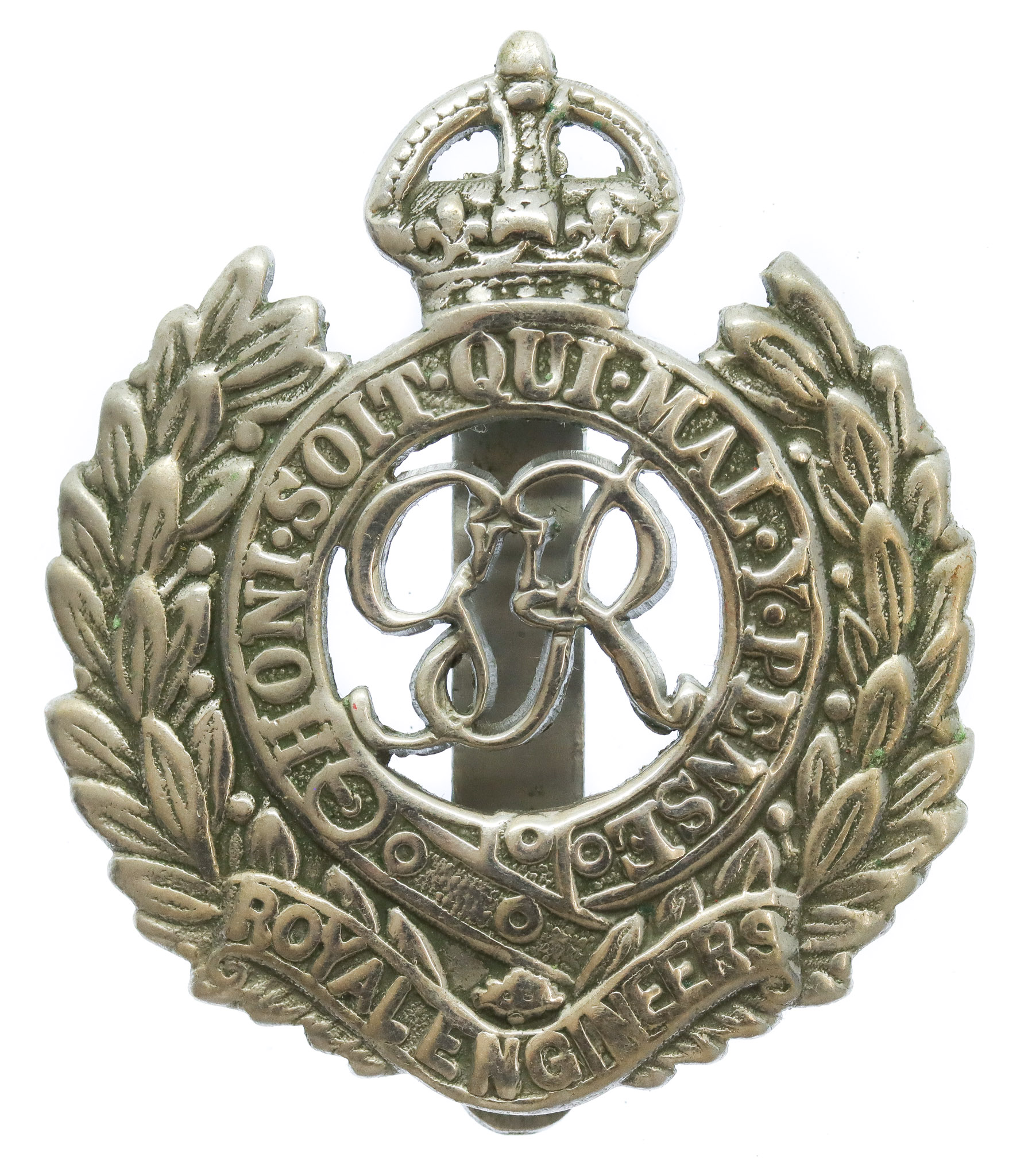 George VI Royal Engineers Chrome Cap Badge
