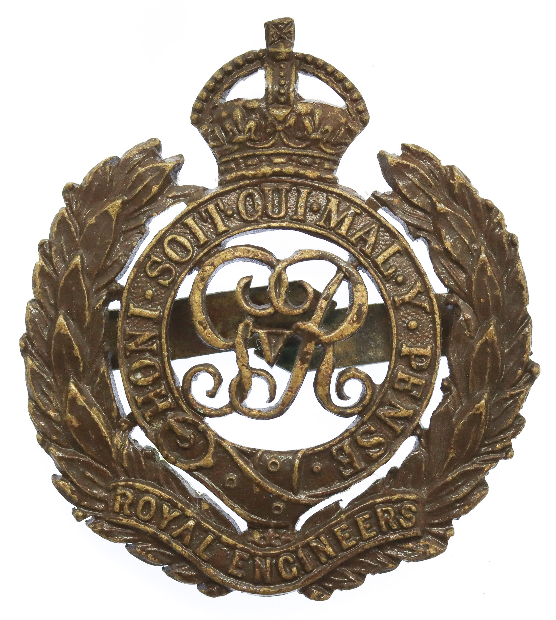George V Royal Engineers Officer's Service Dress Cap Badge