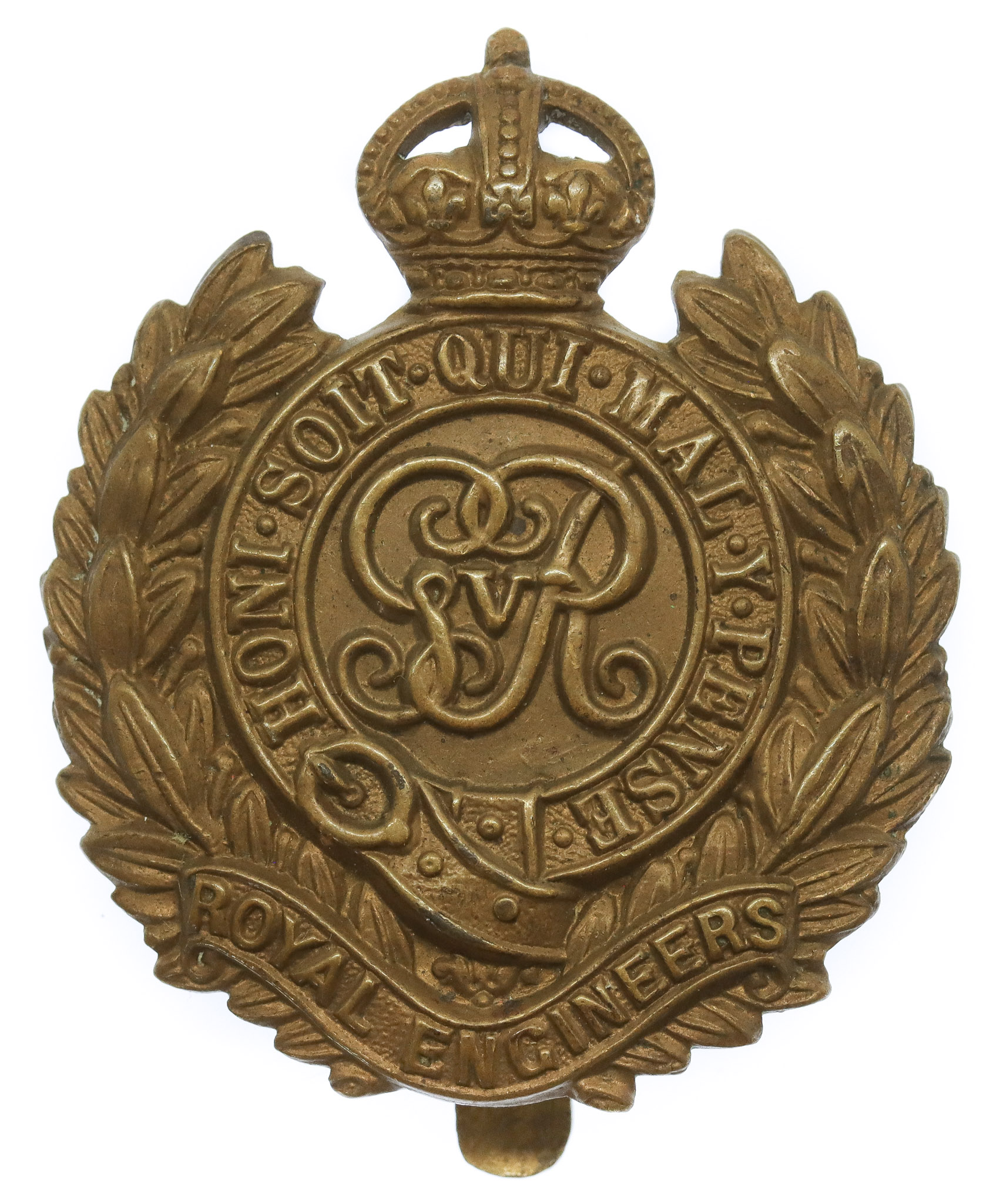 George V Royal Engineers WW1 Economy Cap Badge (Non Voided Centre)