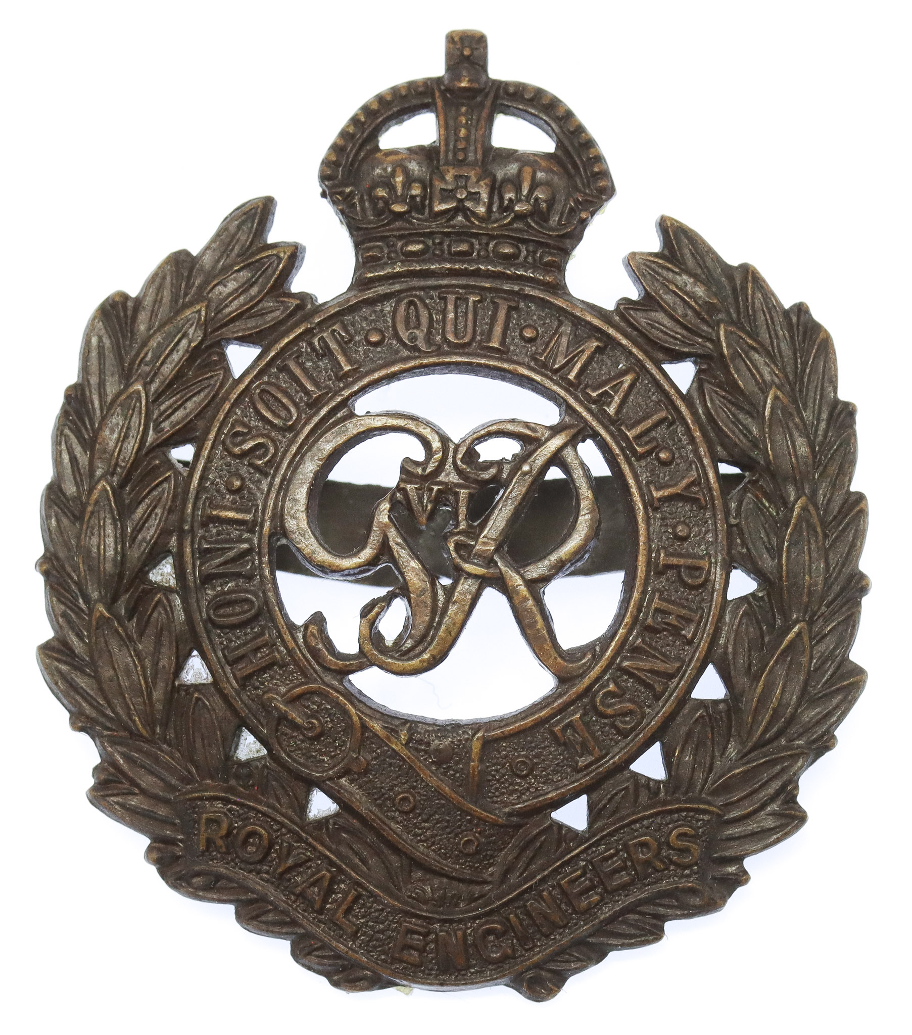 George VI Royal Engineers Officer's Service Dress Cap Badge