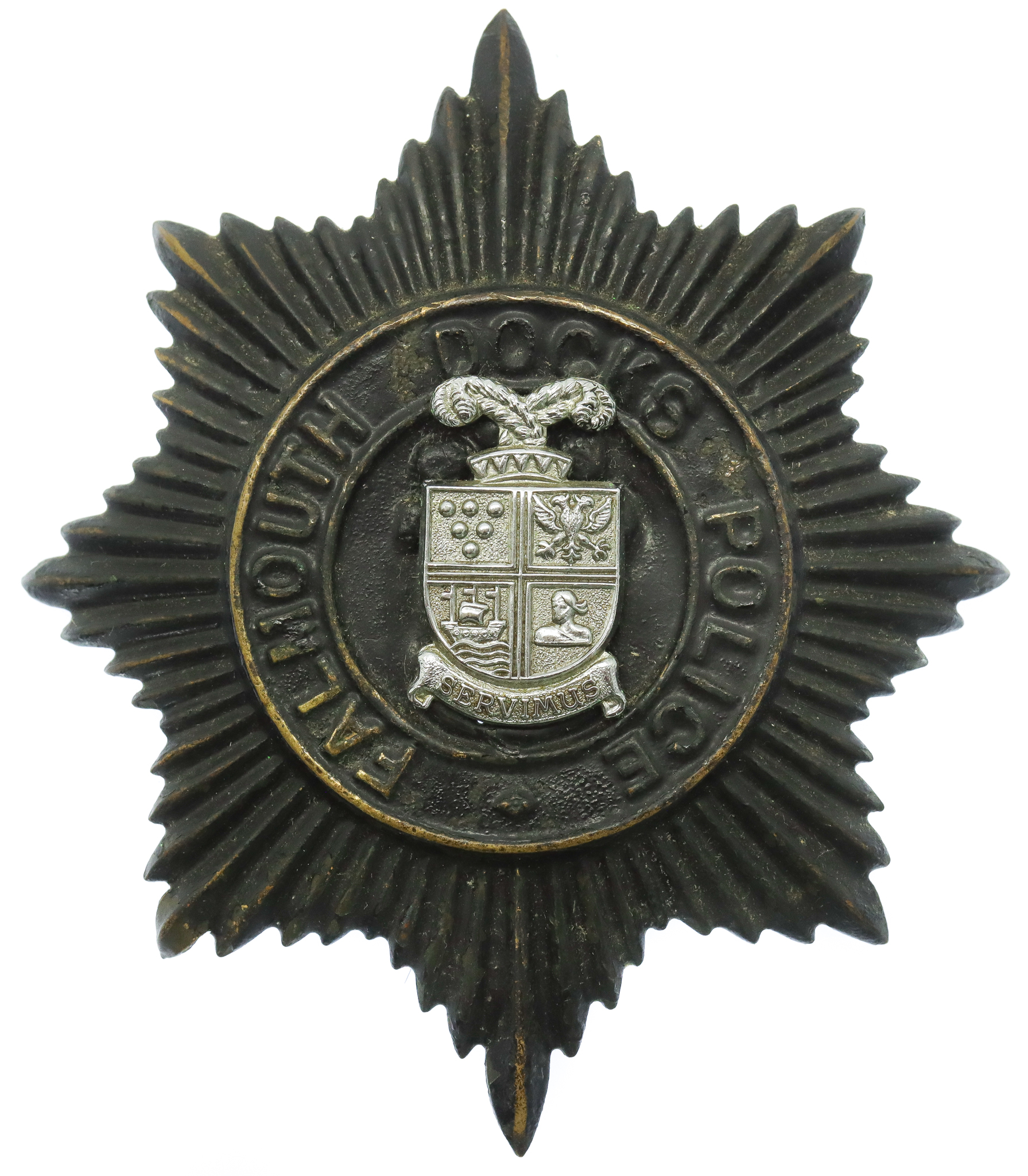 Falmouth Docks Police Black Helmet Plate
