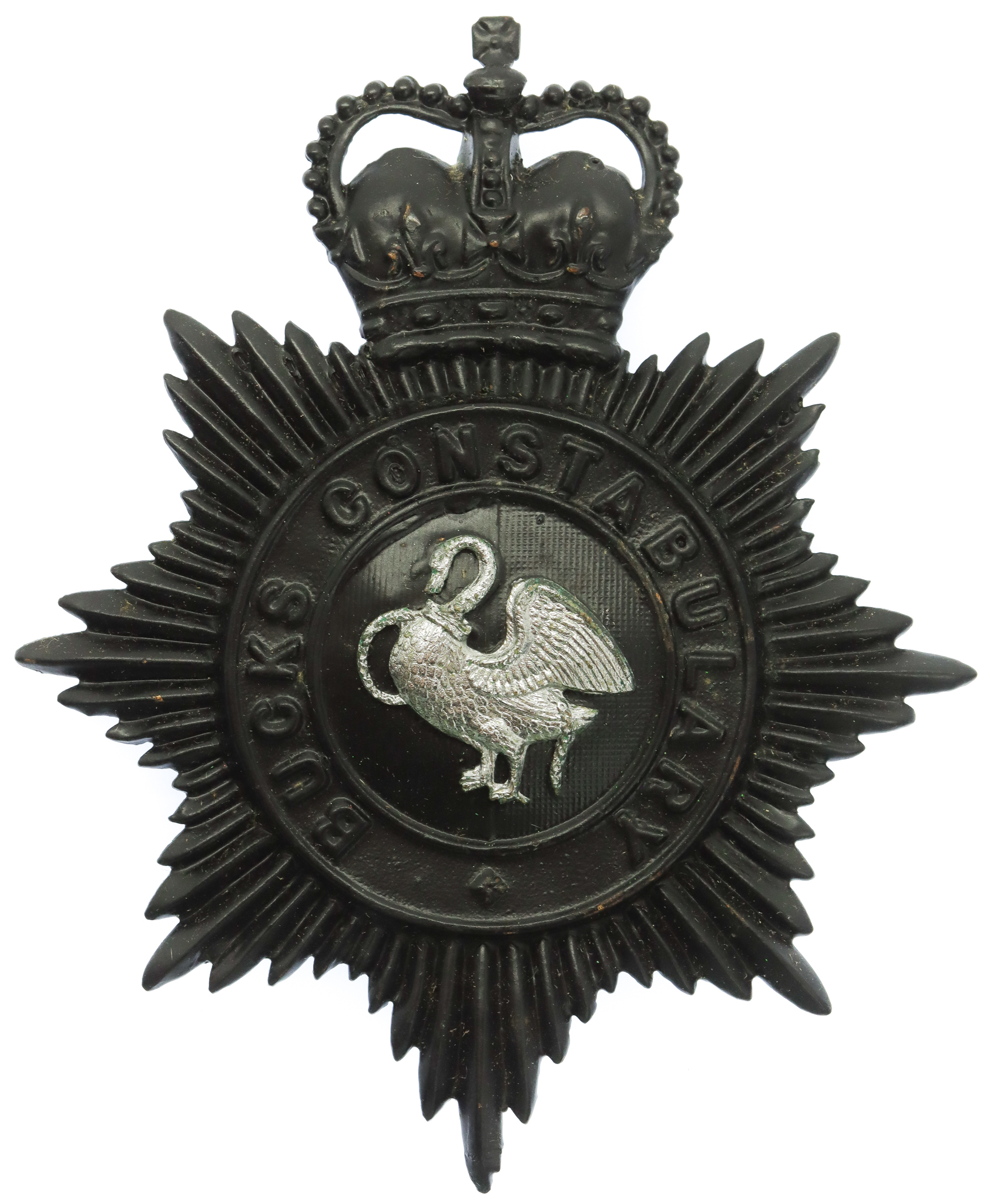 Buckinghamshire Constabulary Night Helmet Plate - Queen's Crown