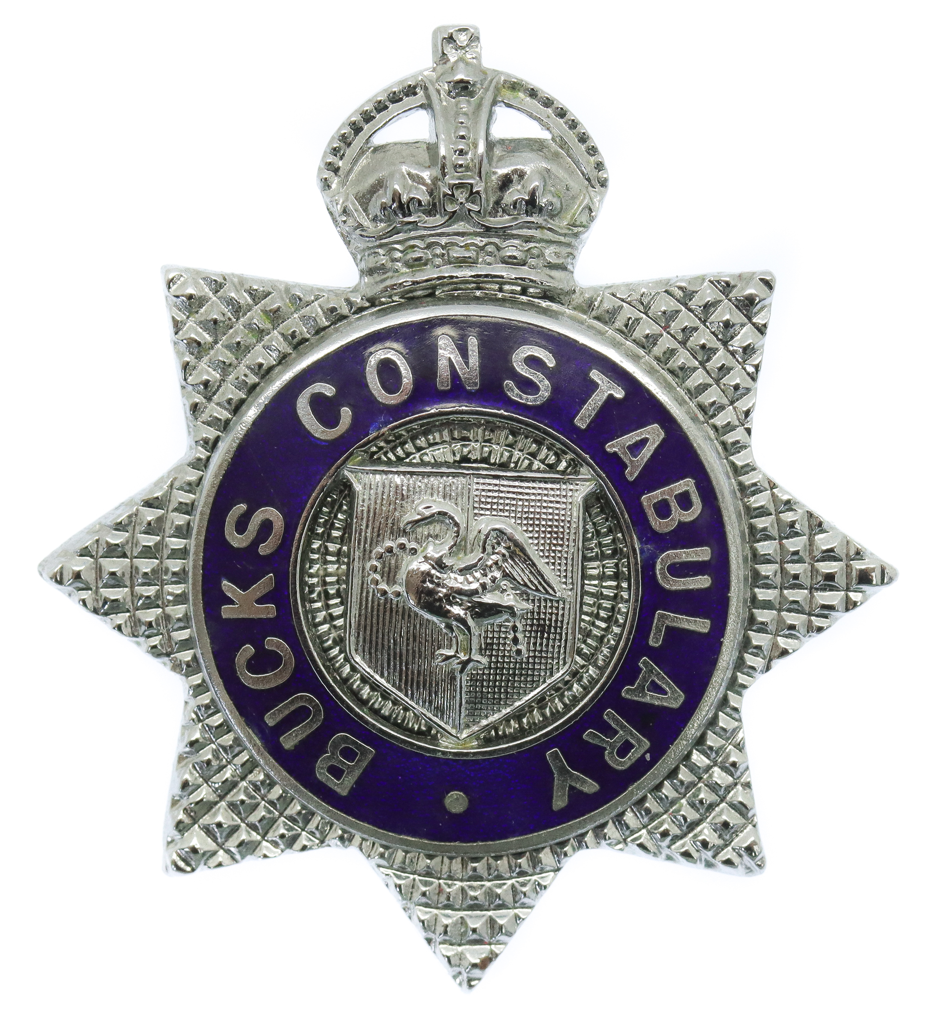 Buckinghamshire Constabulary Senior Officer's Enamelled Cap Badge - King's Crown