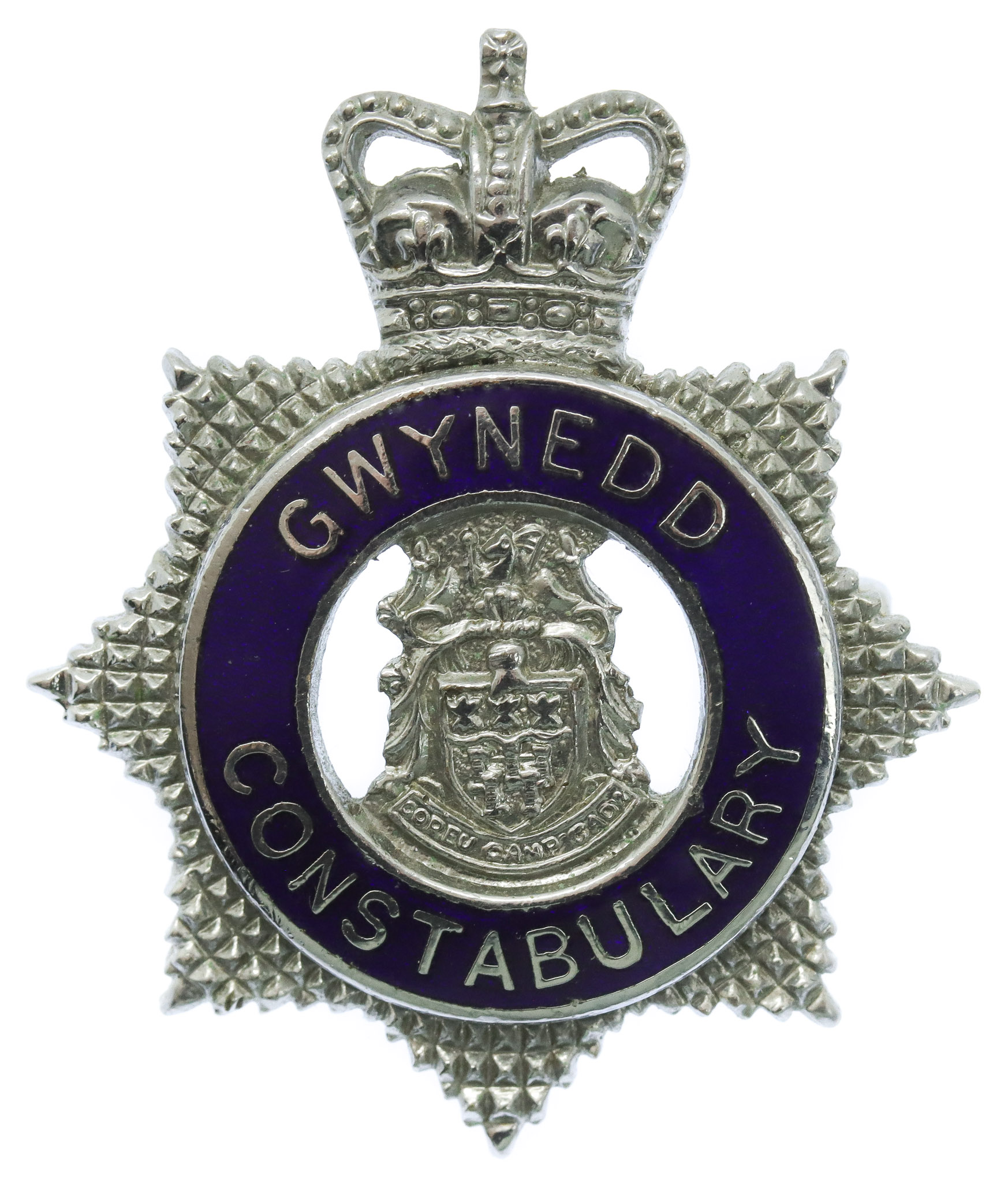 Gwynedd Constabulary Senior Officer's Enamelled Cap Badge - Queen's Crown