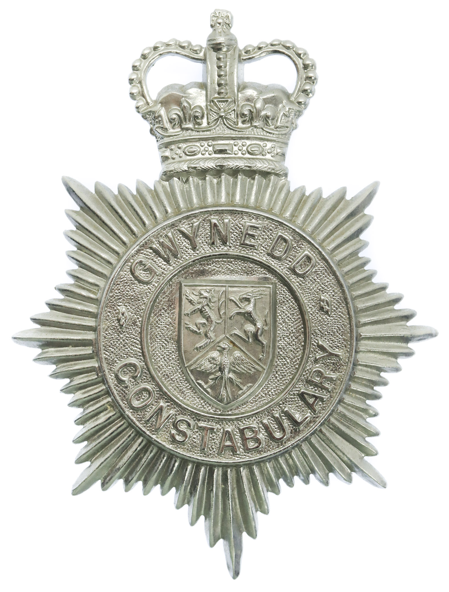Gwynedd Constabulary Helmet Plate - Queen's Crown