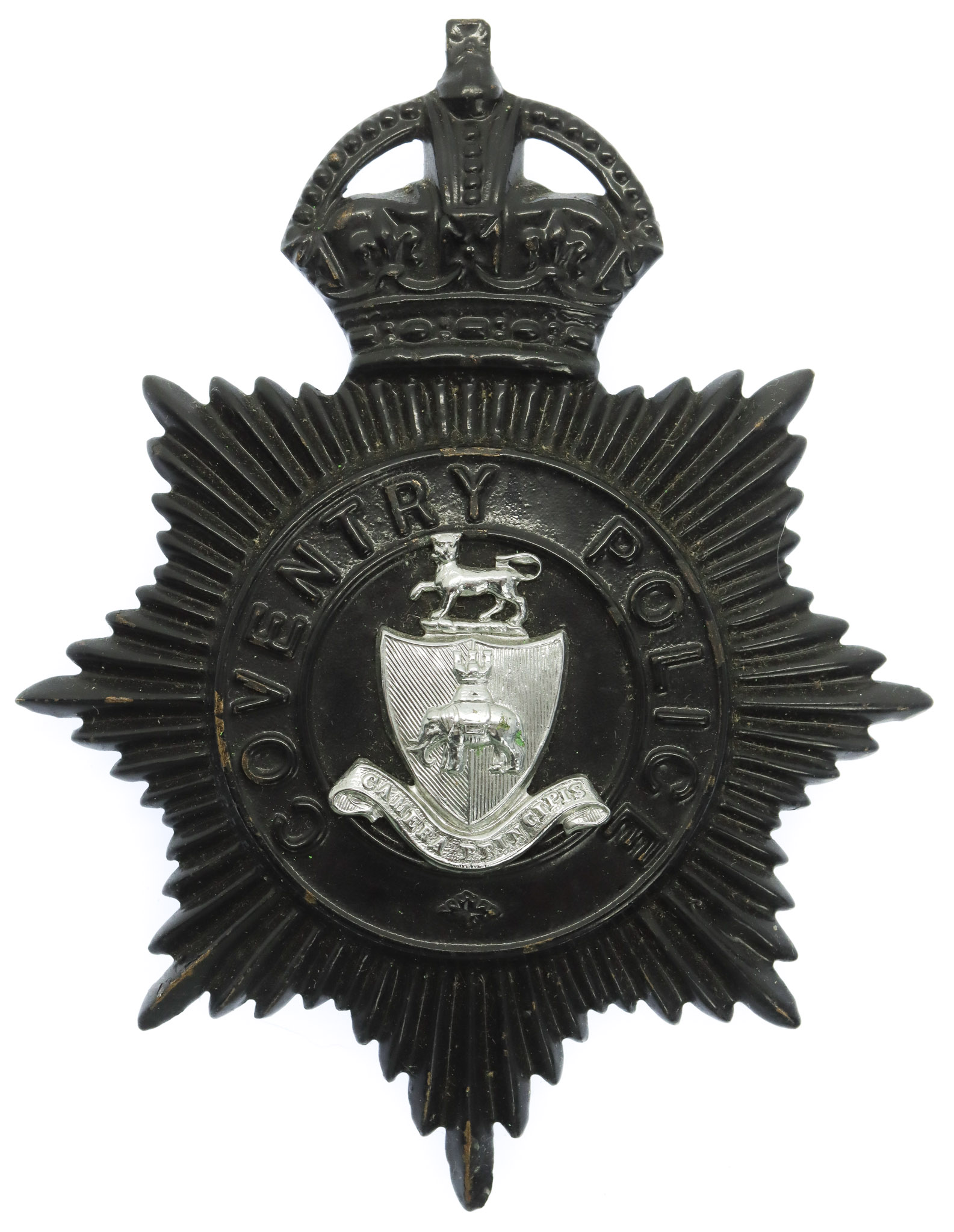 Coventry Police Black Helmet Plate - King's Crown