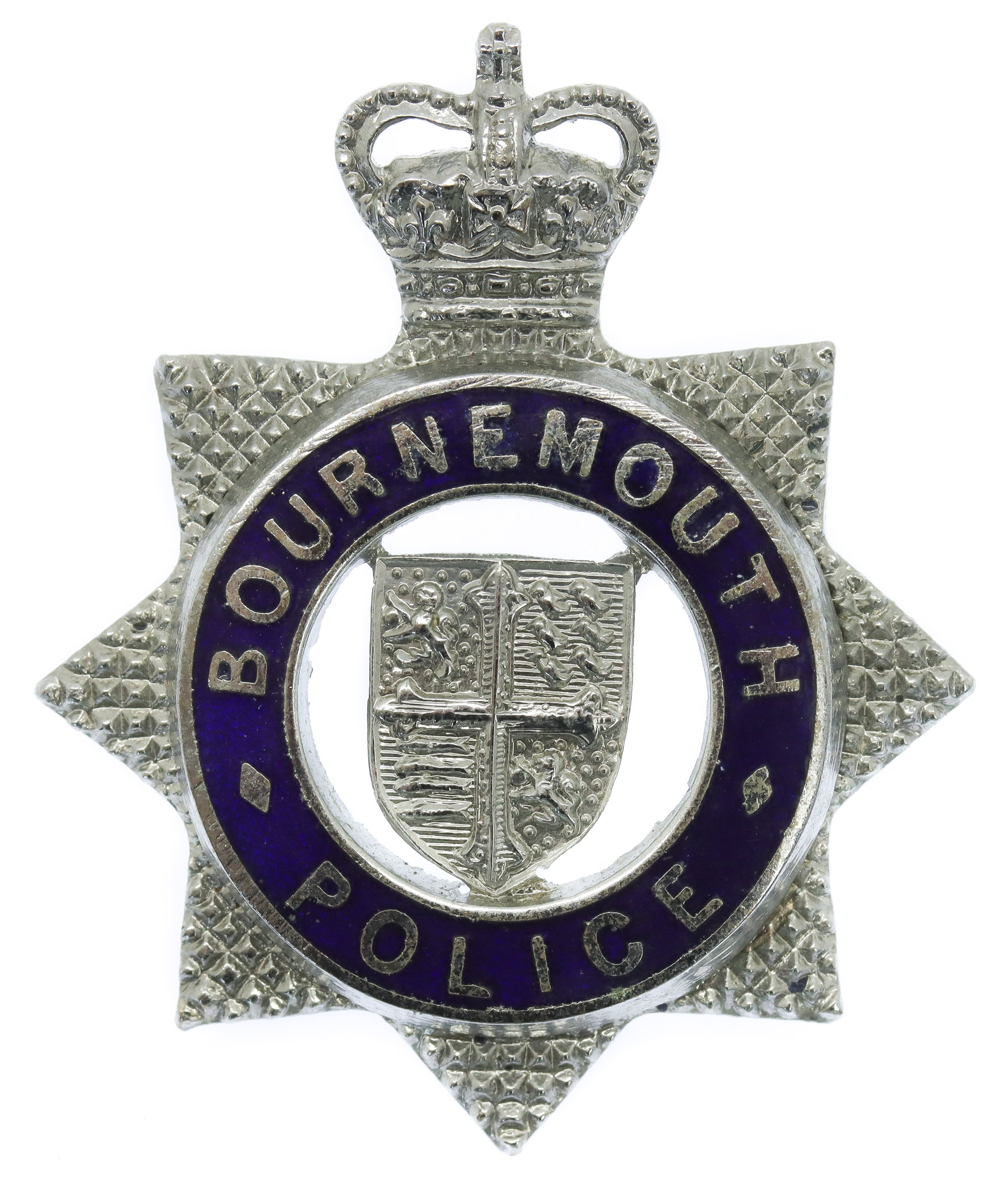 Bournemouth Borough Police Senior Officer's Enamelled Cap Badge - Queen's Crown