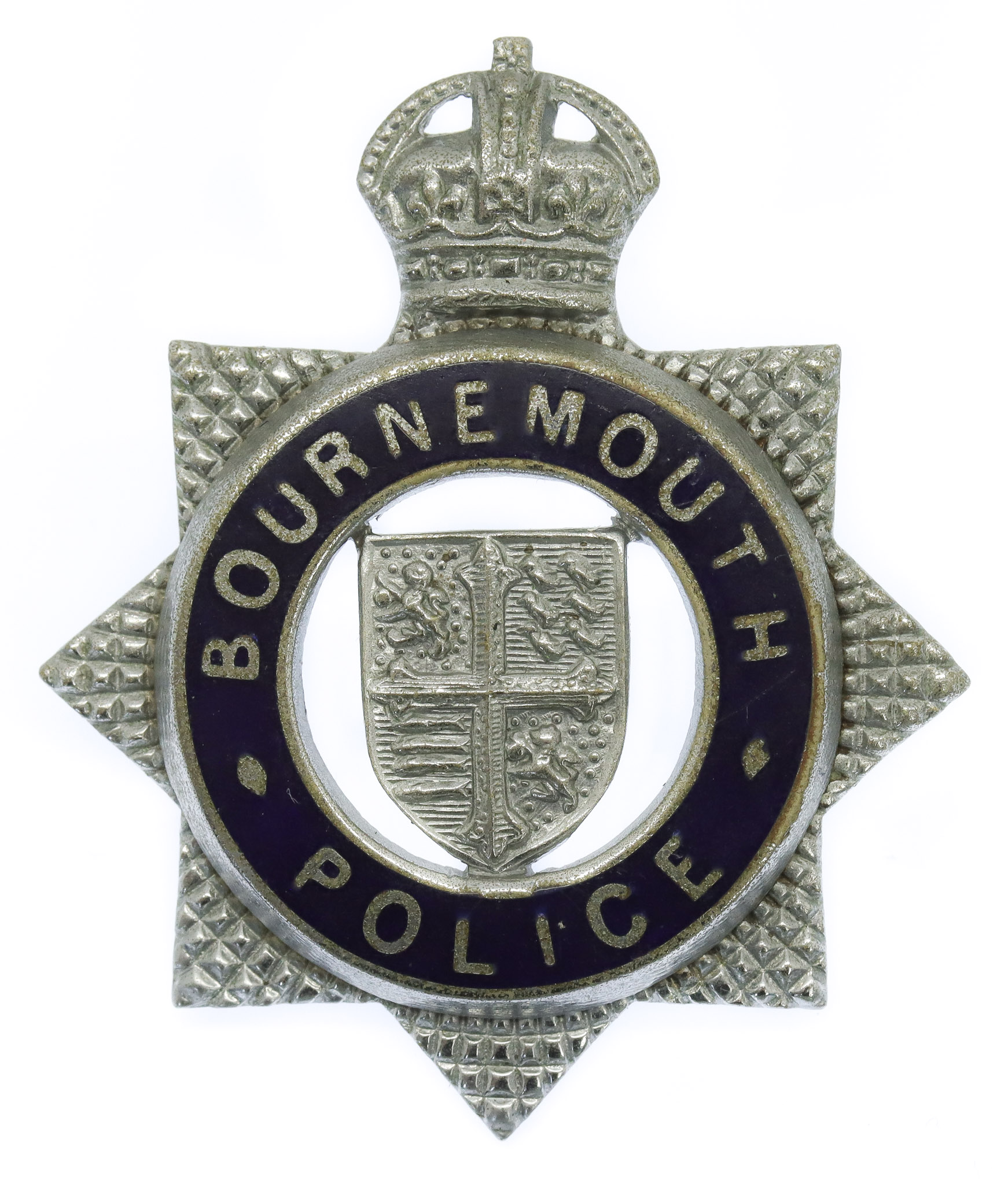 Bournemouth Borough Police Senior Officer's Enamelled Cap Badge - King's Crown