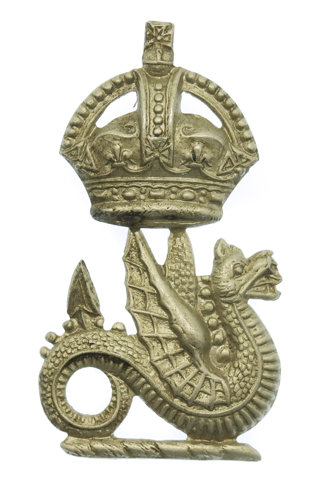 Leicester City Police White Metal Cap Badge - King's Crown