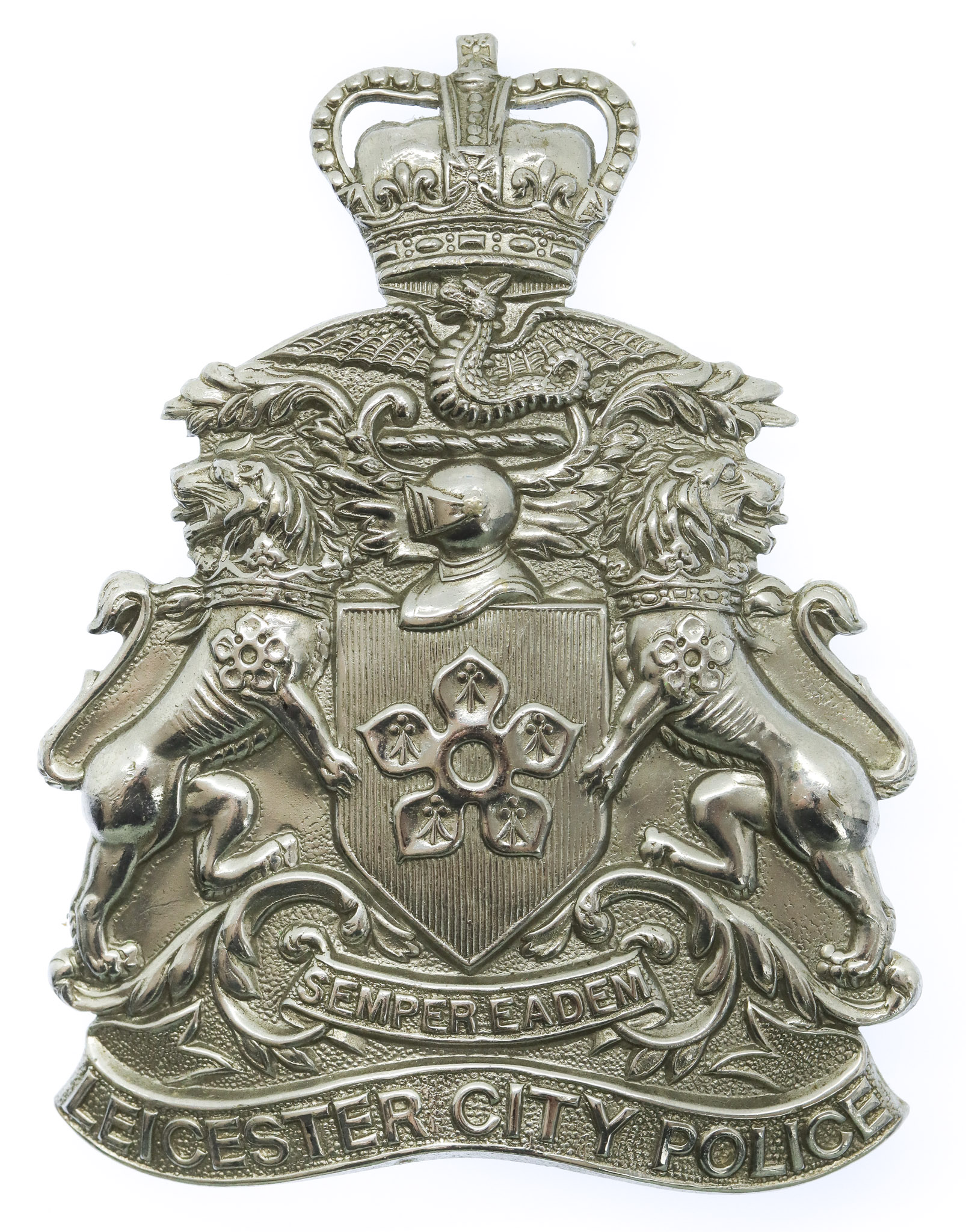 Leicester City Police Helmet Plate -Queen's Crown