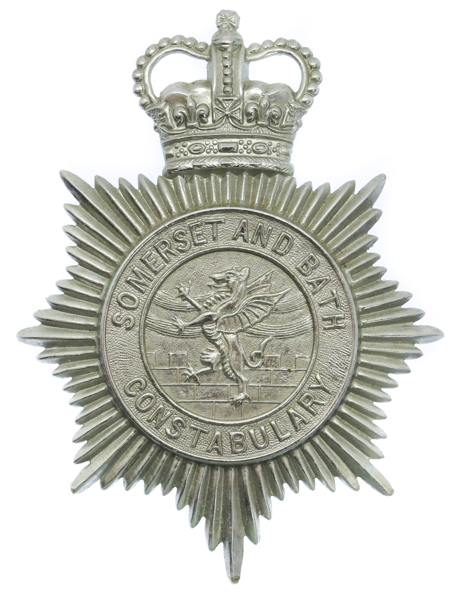 Somerset and Bath Constabulary Helmet Plate - Queen's Crown