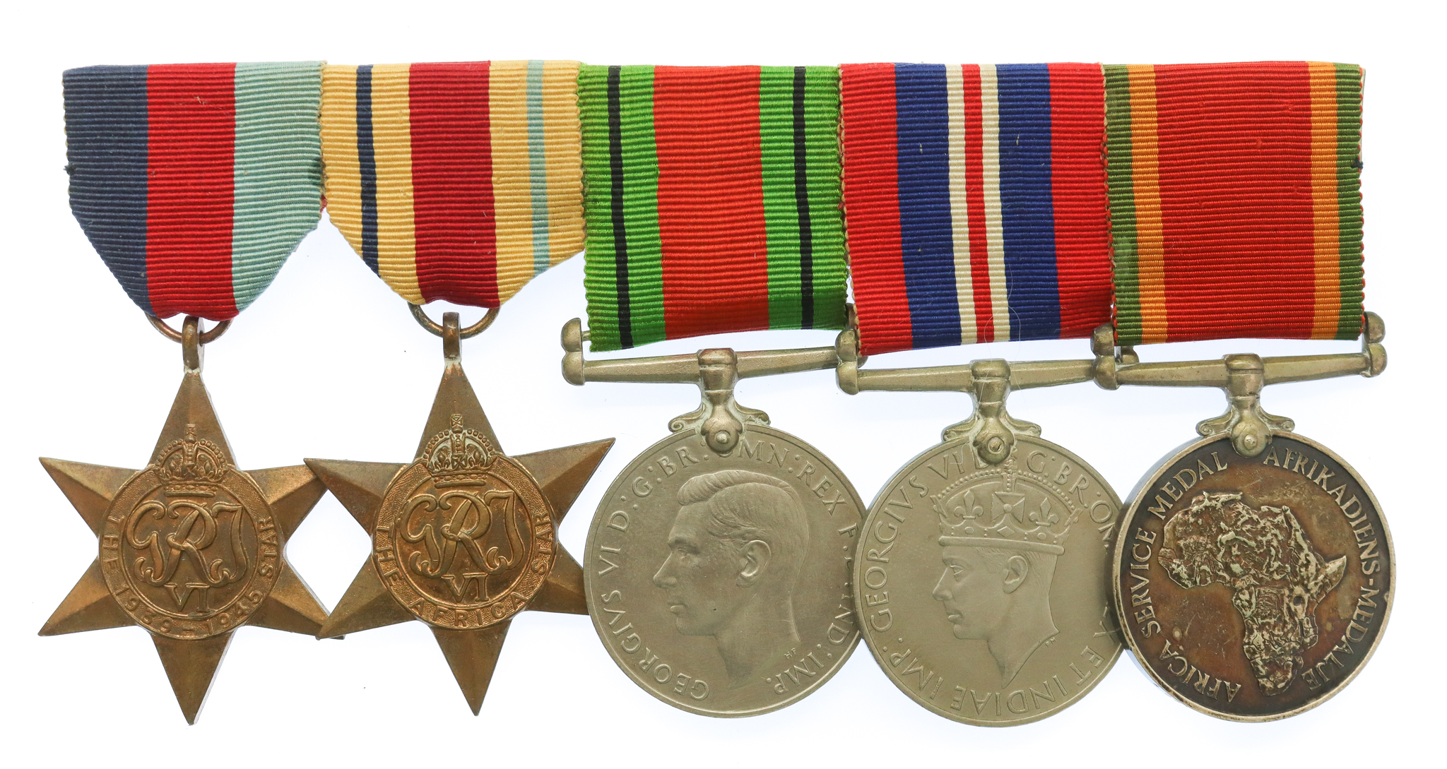 WW2 South African Medal Group of Five - Pte. / Spr. S.J. Odendaal, Imperial Light Horse & S.A.E.C.
