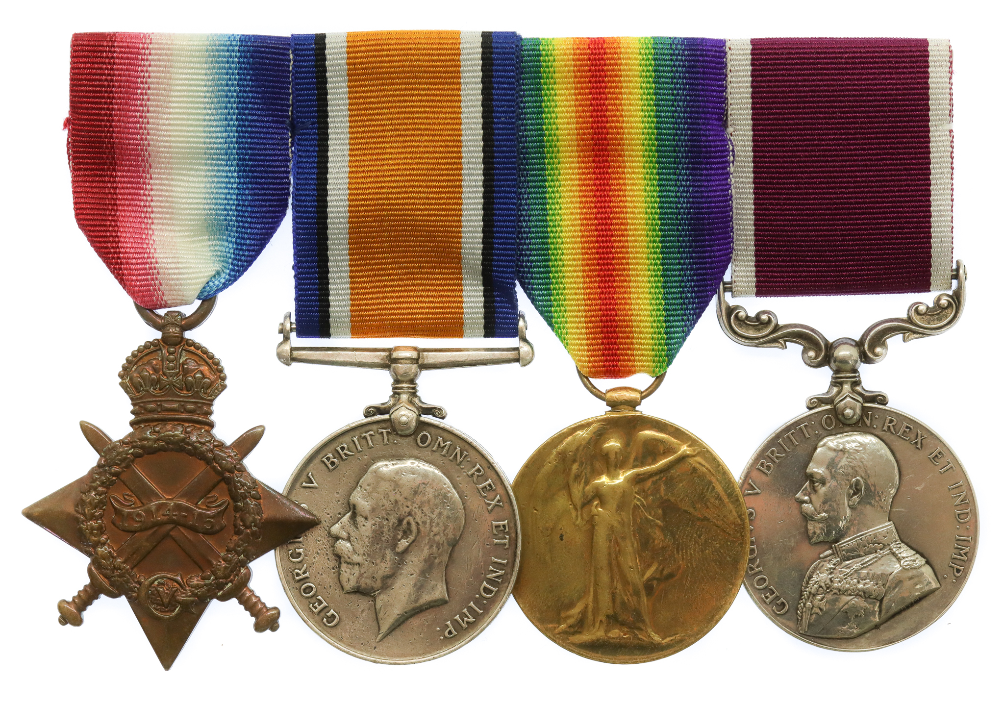 WW1 1914-15 Star, British War Medal, Victory Medal and Long Service & Good Conduct Medal Group of Four - Regimental Sergeant Major H.A. Firth, 1st Bn. Suffolk  Regiment - Twice Wounded