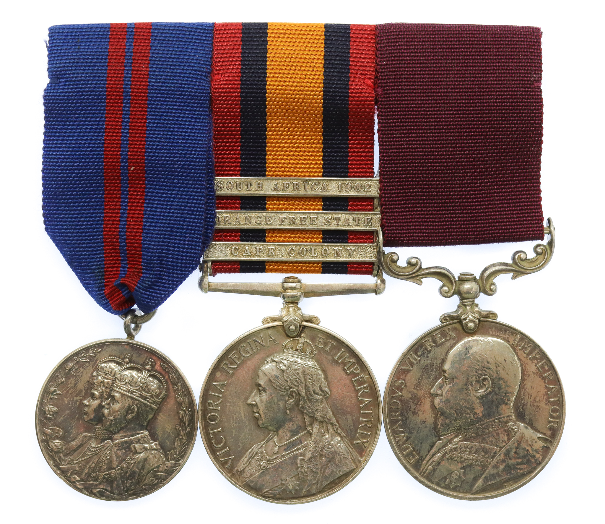 1911 Coronation Medal, Queen's South Africa Medal (3 Clasps - Cape Colony, Orange Free State, South Africa 1902) and Edward VII Long Service & Good Conduct Medal - Quartermaster Sergeant (Honourary Captain) J. Walter, 5th Bn. Rifle Brigade  