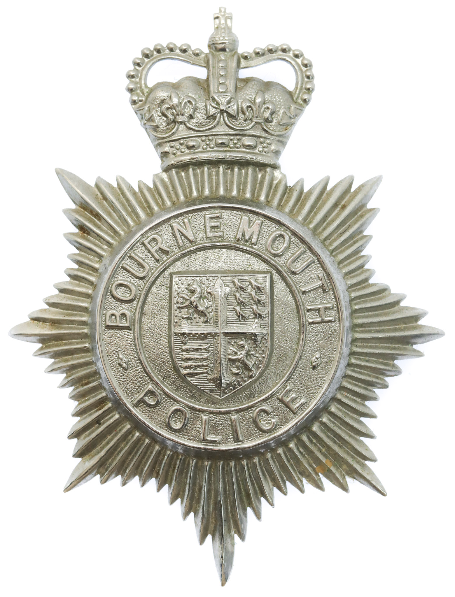 Bournemouth Borough Police Helmet Plate - Queen's Crown