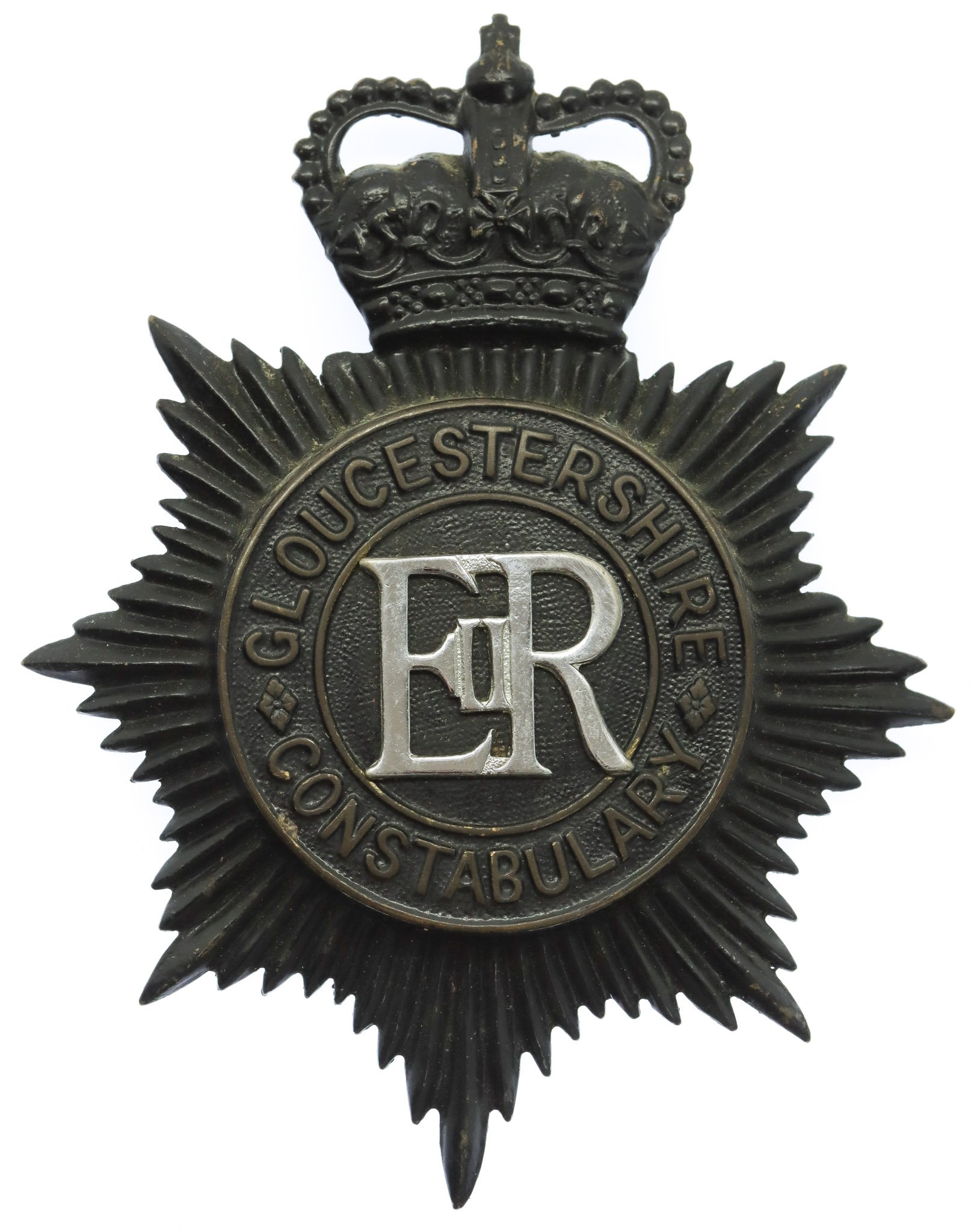 Gloucestershire Constabulary Night Helmet Plate - Queen's Crown