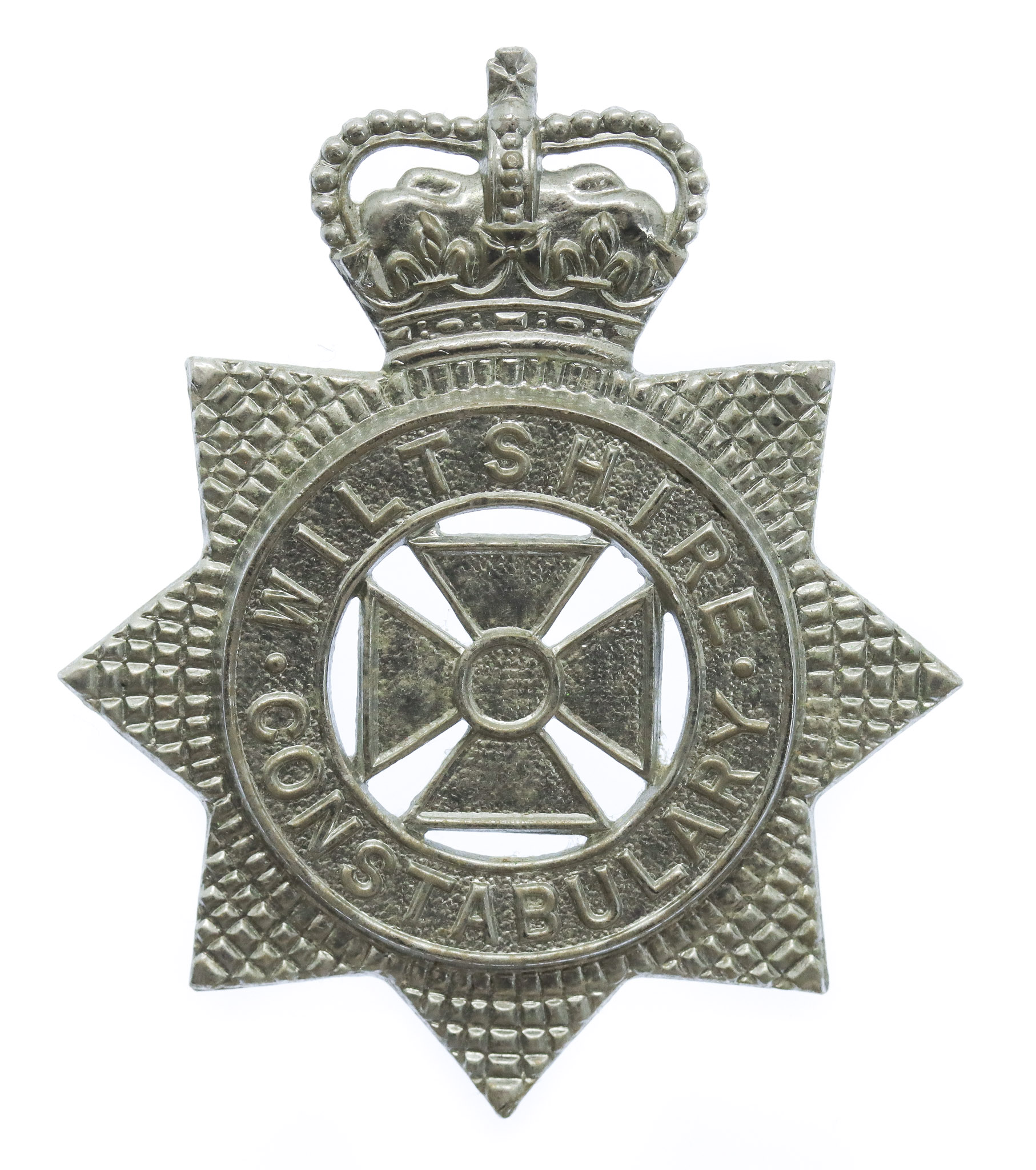 Wiltshire Constabulary Small Star Cap Badge/Helmet Plate - Queen's Crown