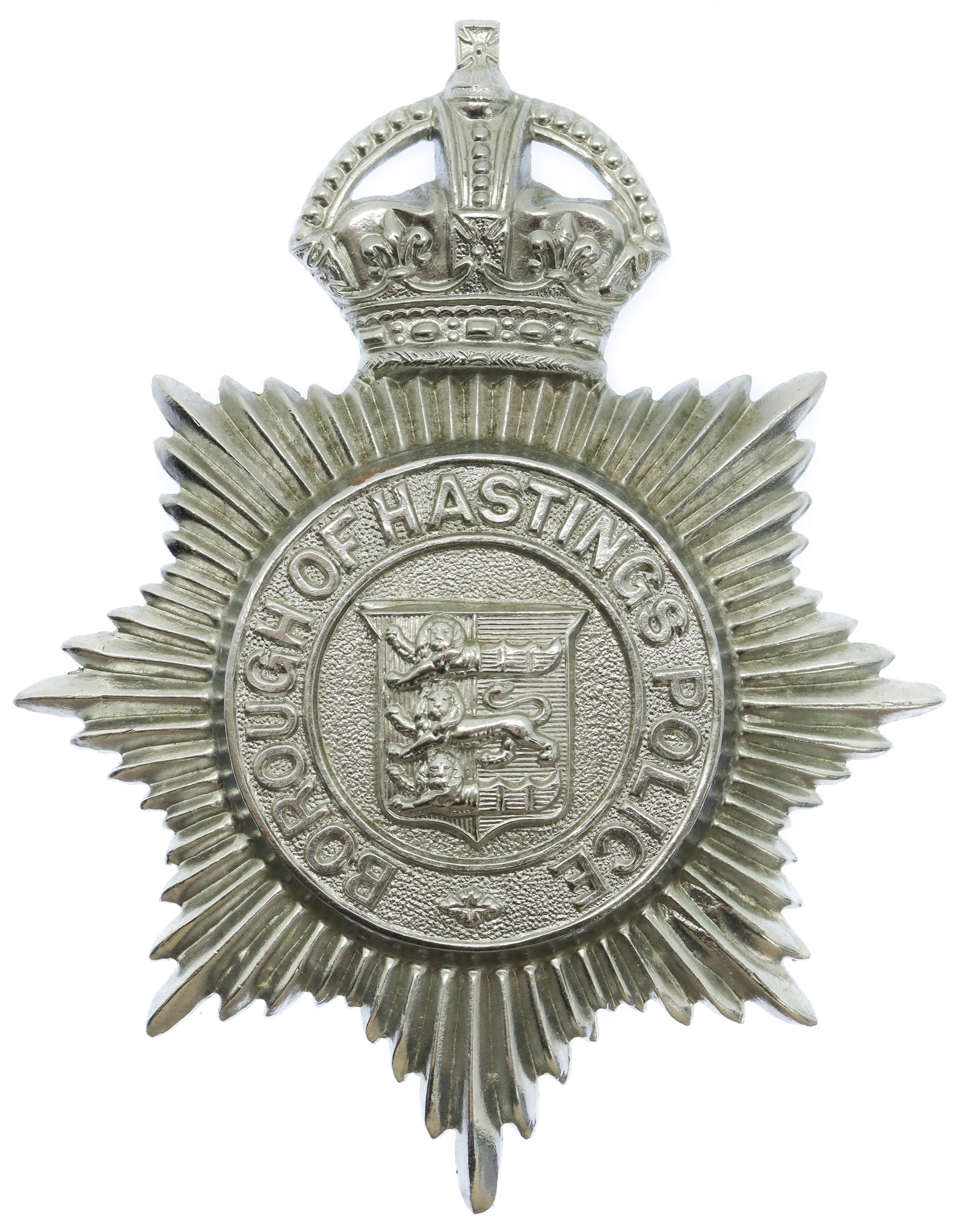 Hastings Borough Police Helmet Plate - King's Crown