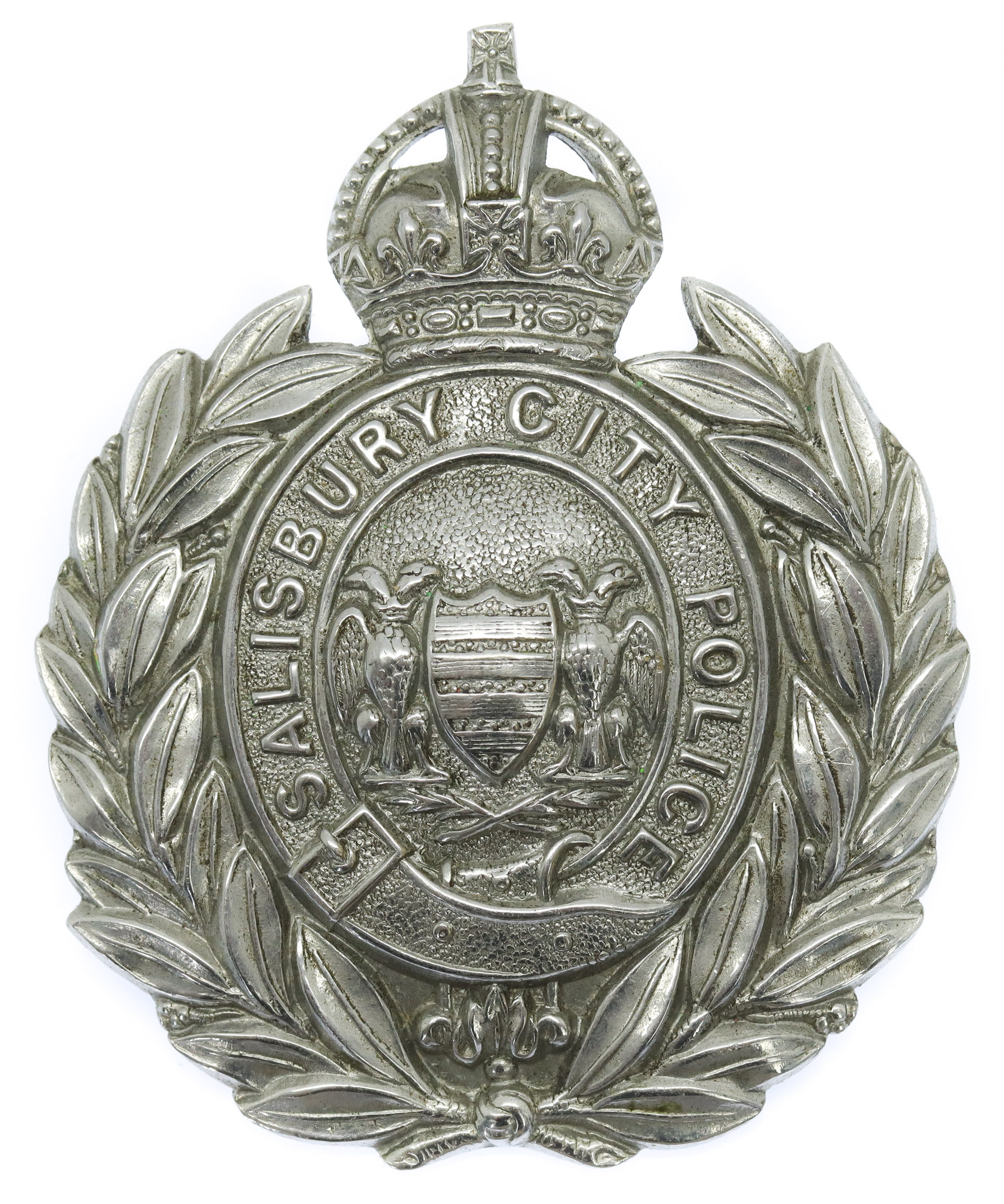 Salisbury City Police Wreath Cap Badge - King's Crown