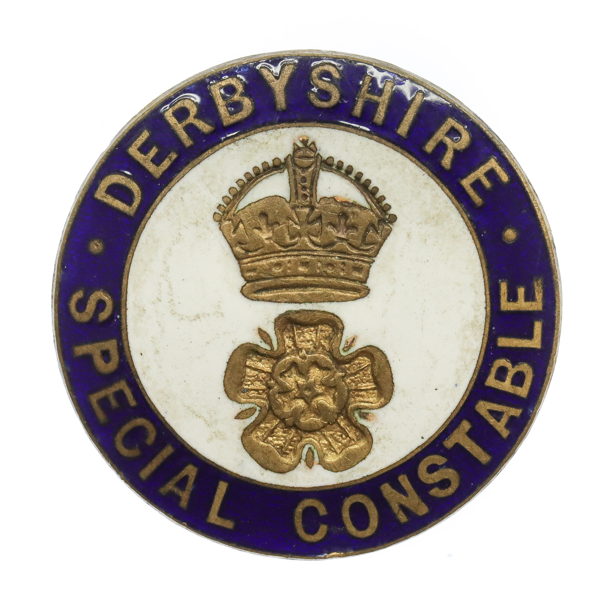 Derbyshire Special Constabulary Enamelled Lapel Badge - King's Crown