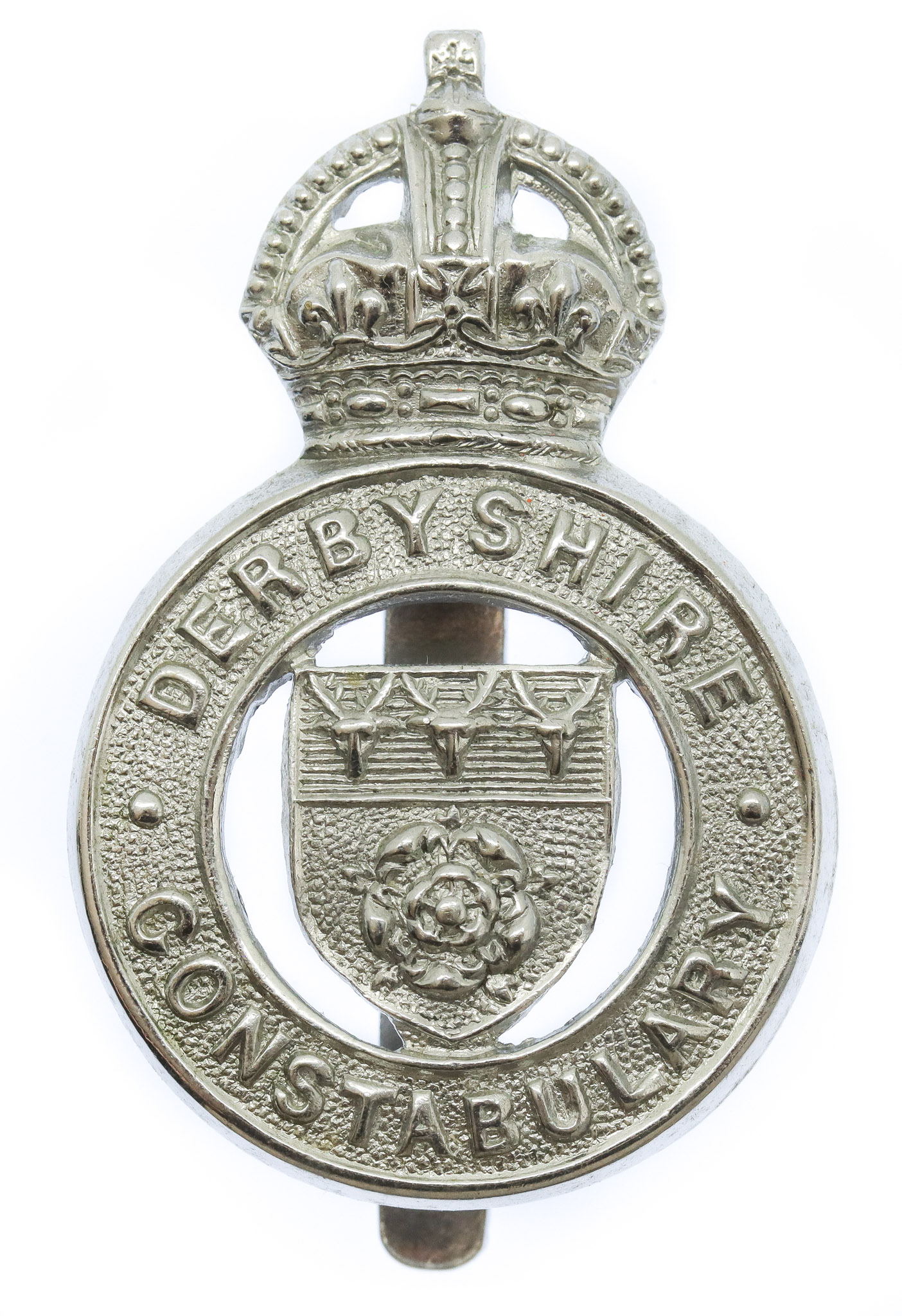 Derbyshire Constabulary Cap Badge - King's Crown