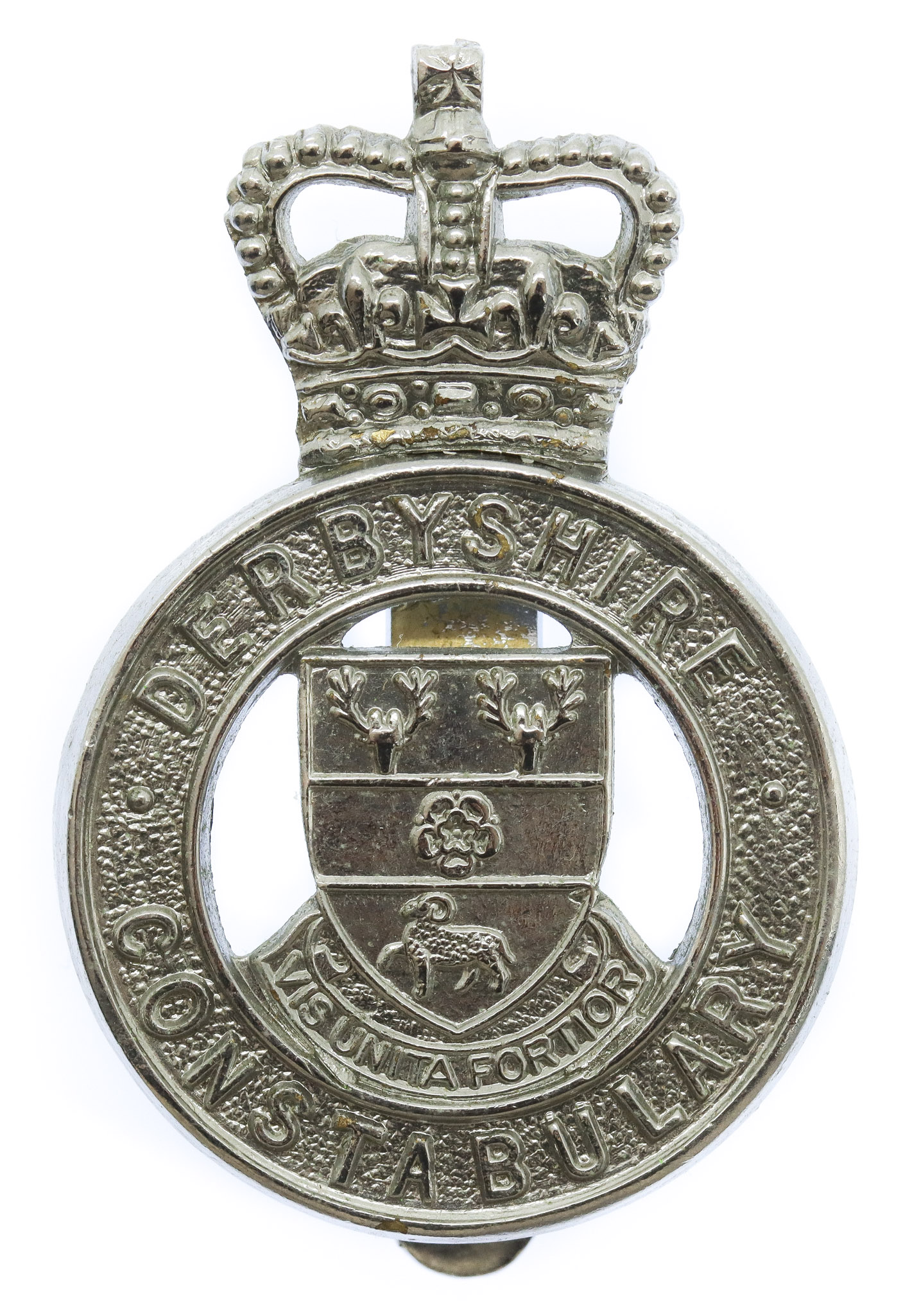 Derbyshire Constabulary Cap Badge - Queen's Crown
