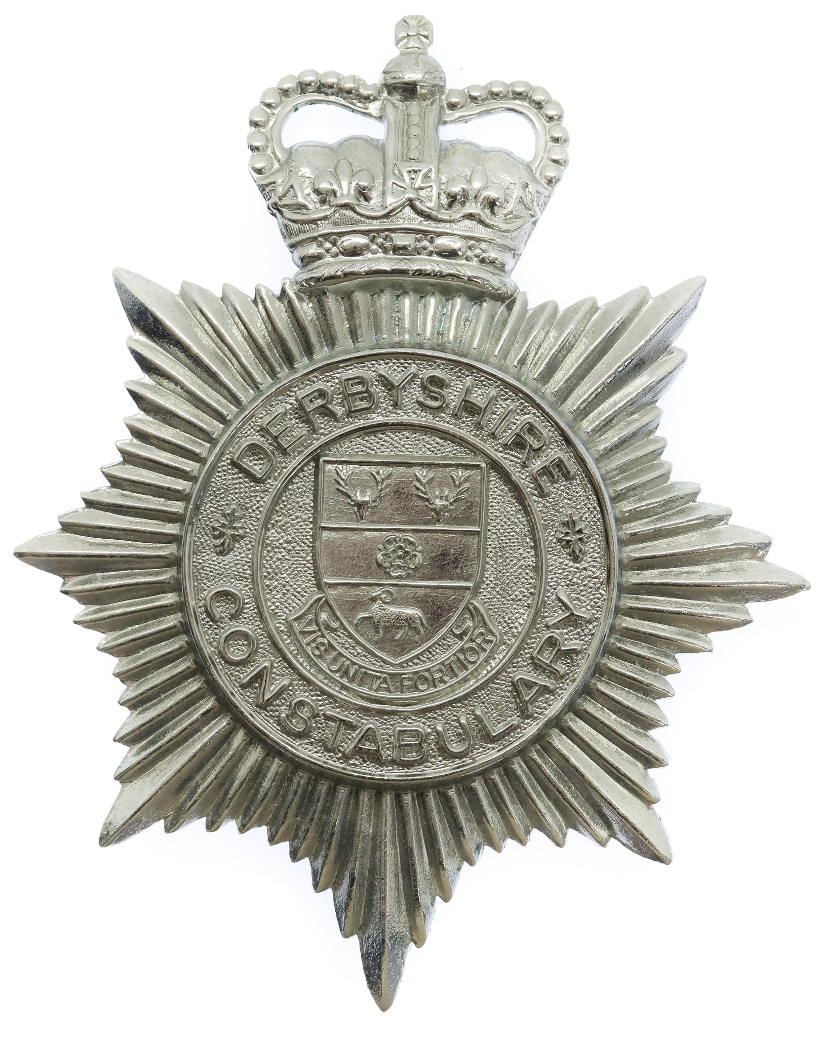 Derbyshire Constabulary Helmet Plate - Queen's Crown