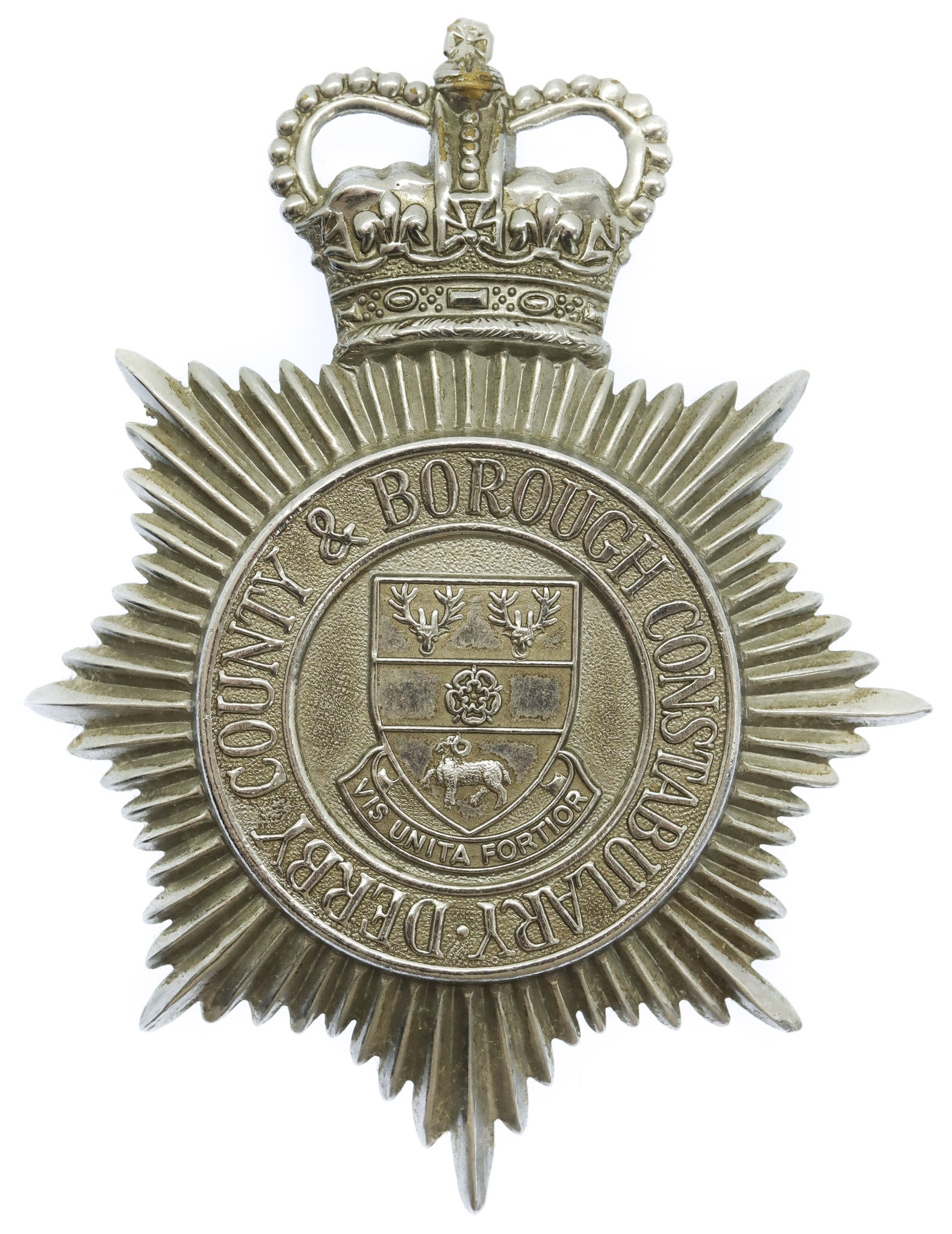 Derby County & Borough Constabulary Helmet Plate - Queen's Crown