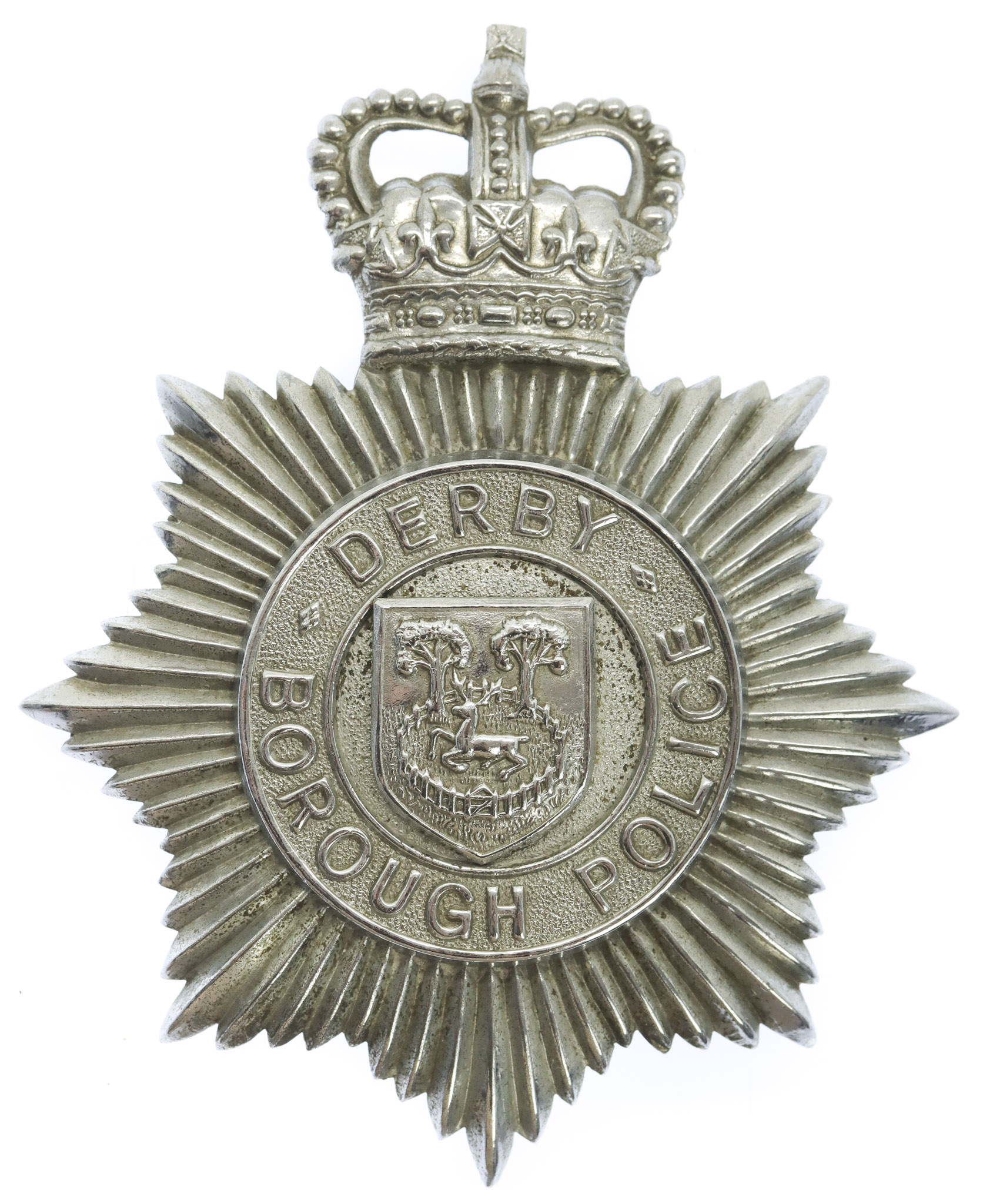 Derby Borough Police Helmet Plate - Queen's Crown