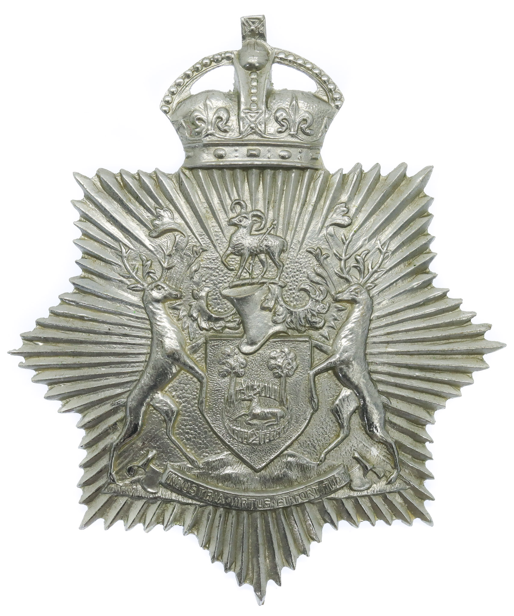 Derby Borough Police Star Helmet Plate - King's Crown