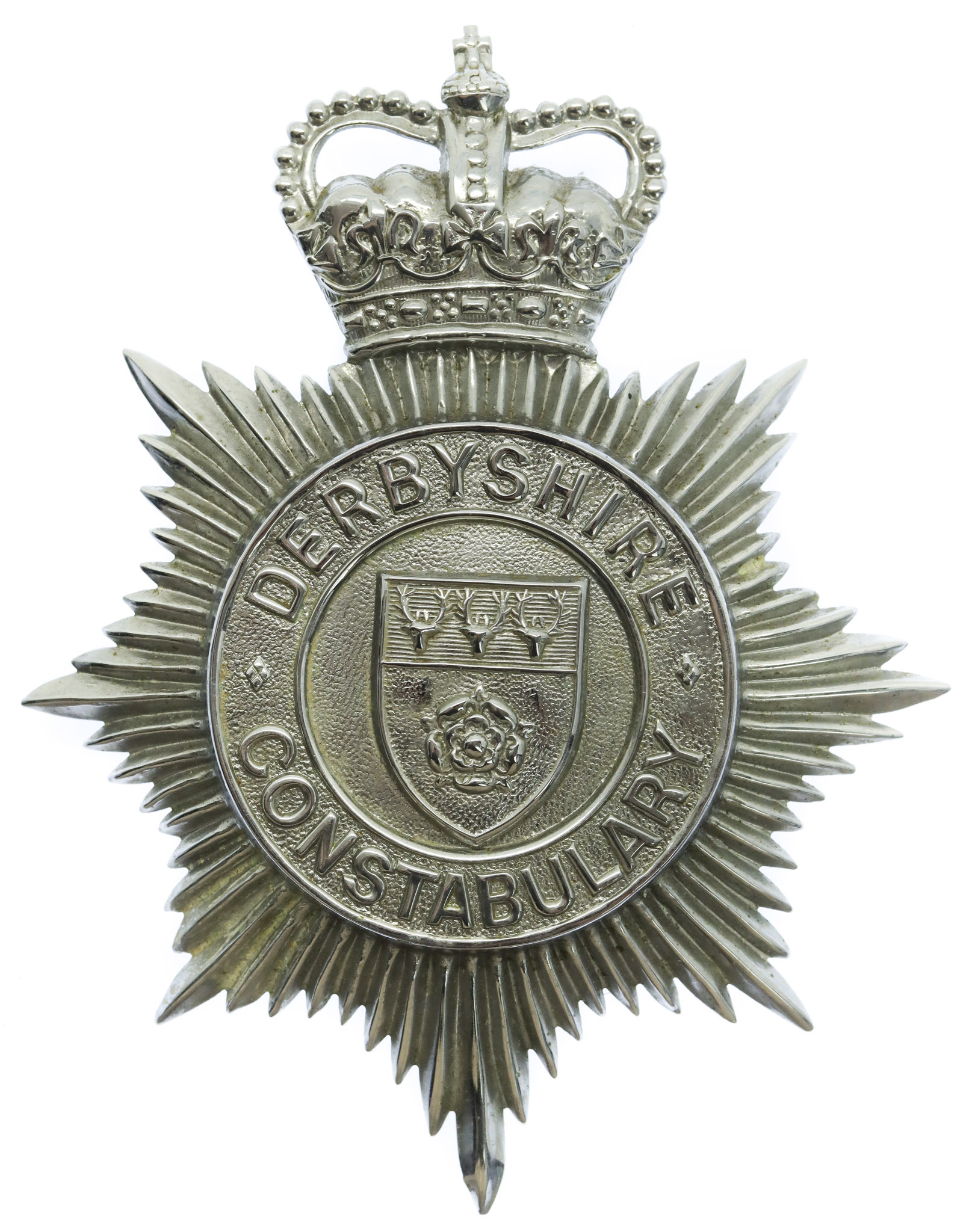Derbyshire Constabulary Helmet Plate - Queen's Crown