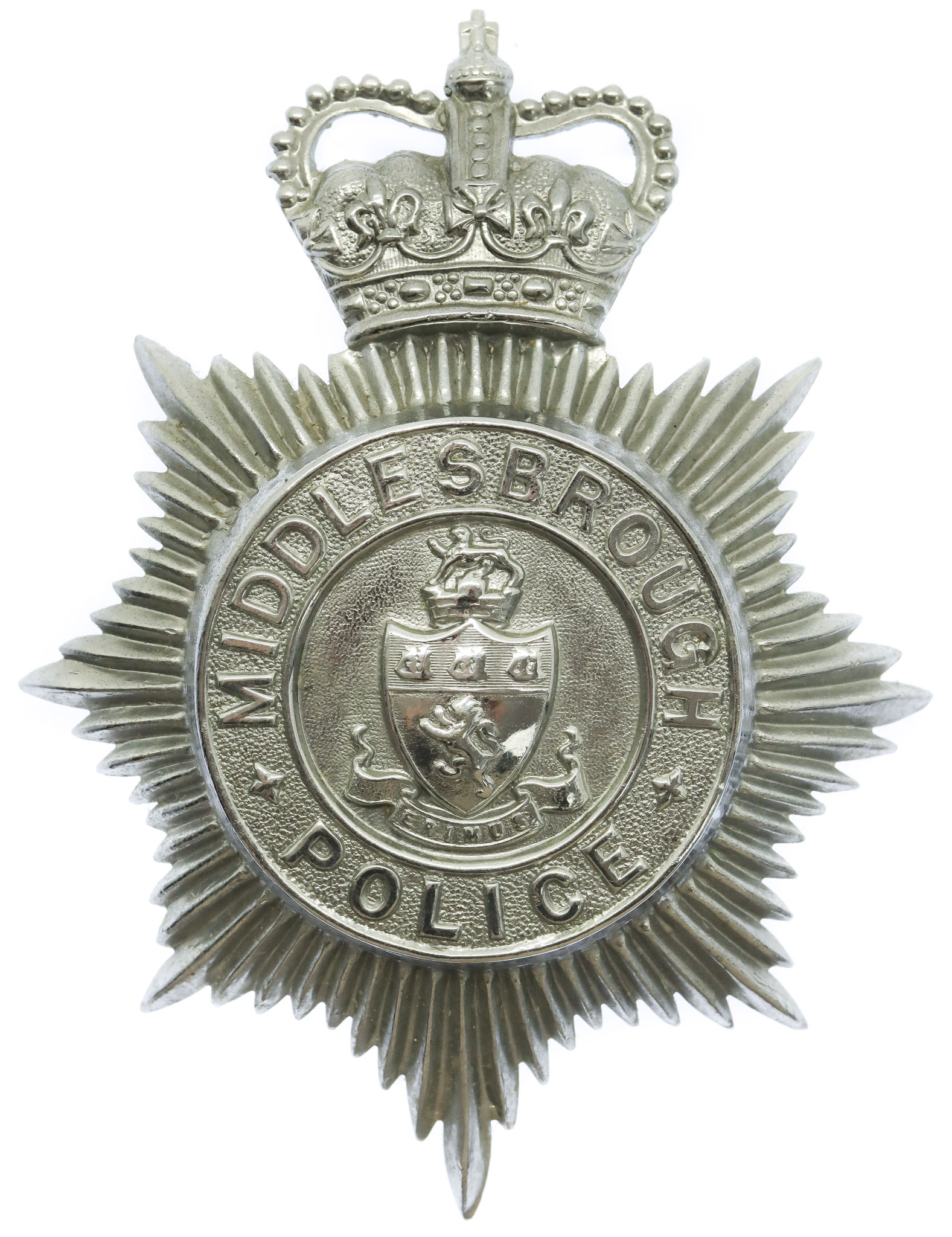 Middlesbrough Borough Police Helmet Plate - Queen's Crown