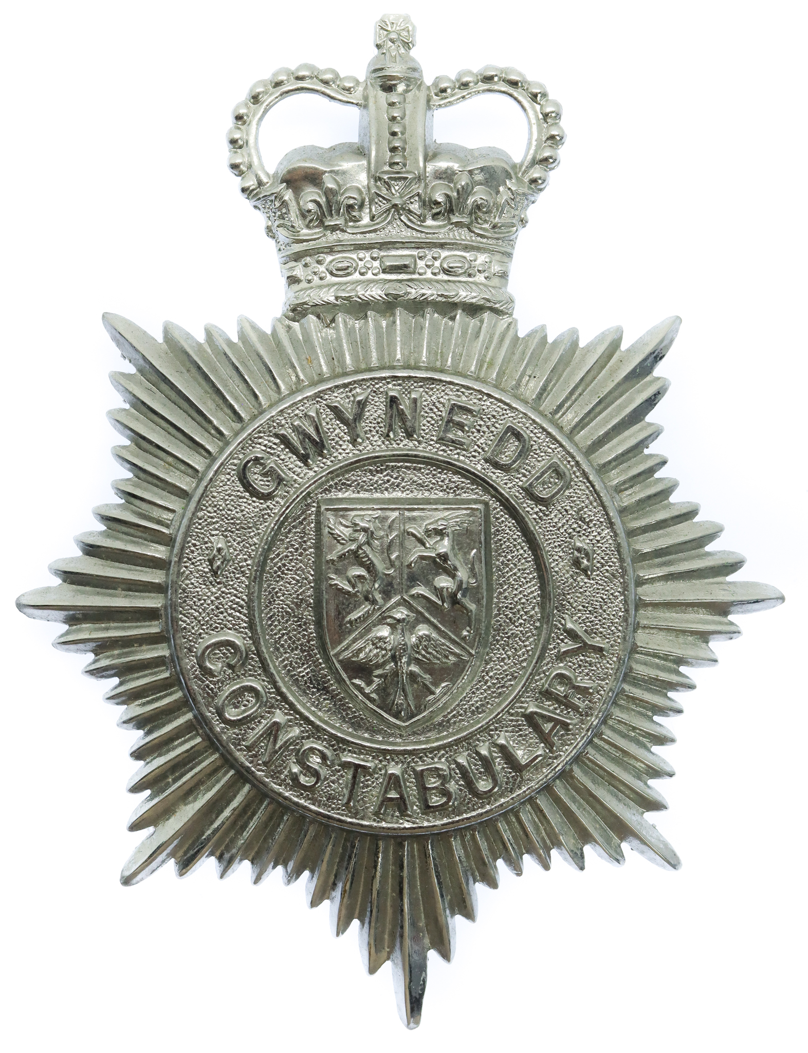 Gwynedd Constabulary Helmet Plate - Queen's Crown